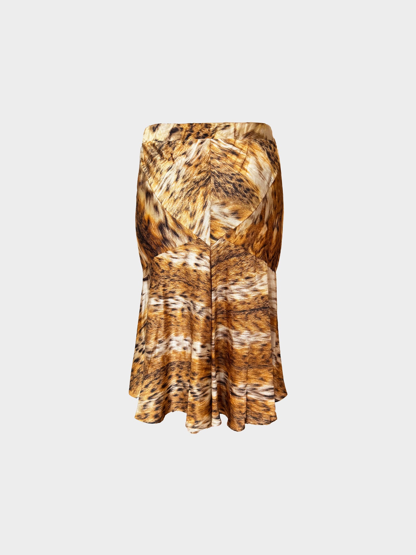 Roberto Cavalli 2000s Leopard Print Silk Skirt