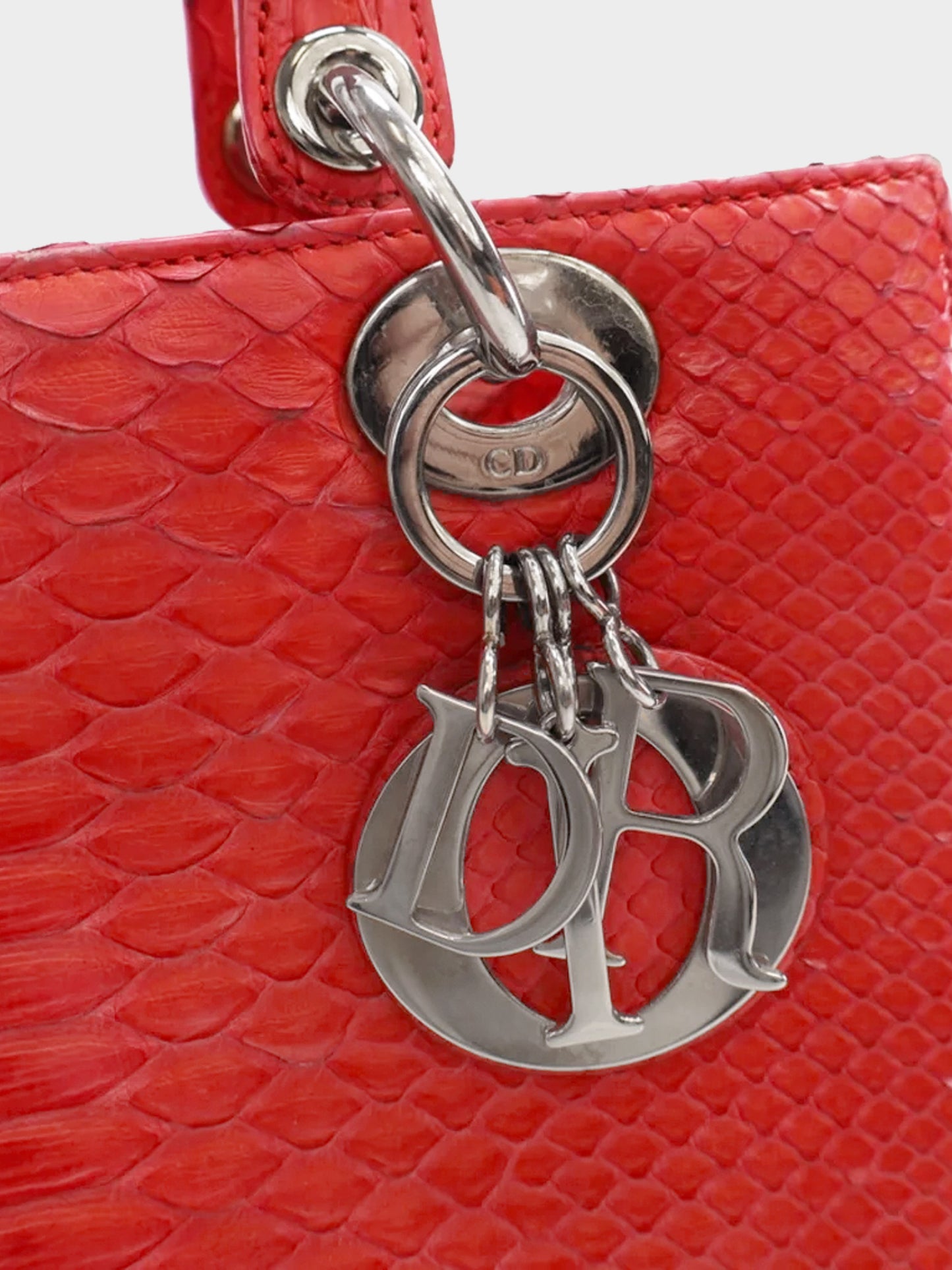 Christian Dior 2011 Pink Python Medium Lady Dior 2-Way Hand Bag