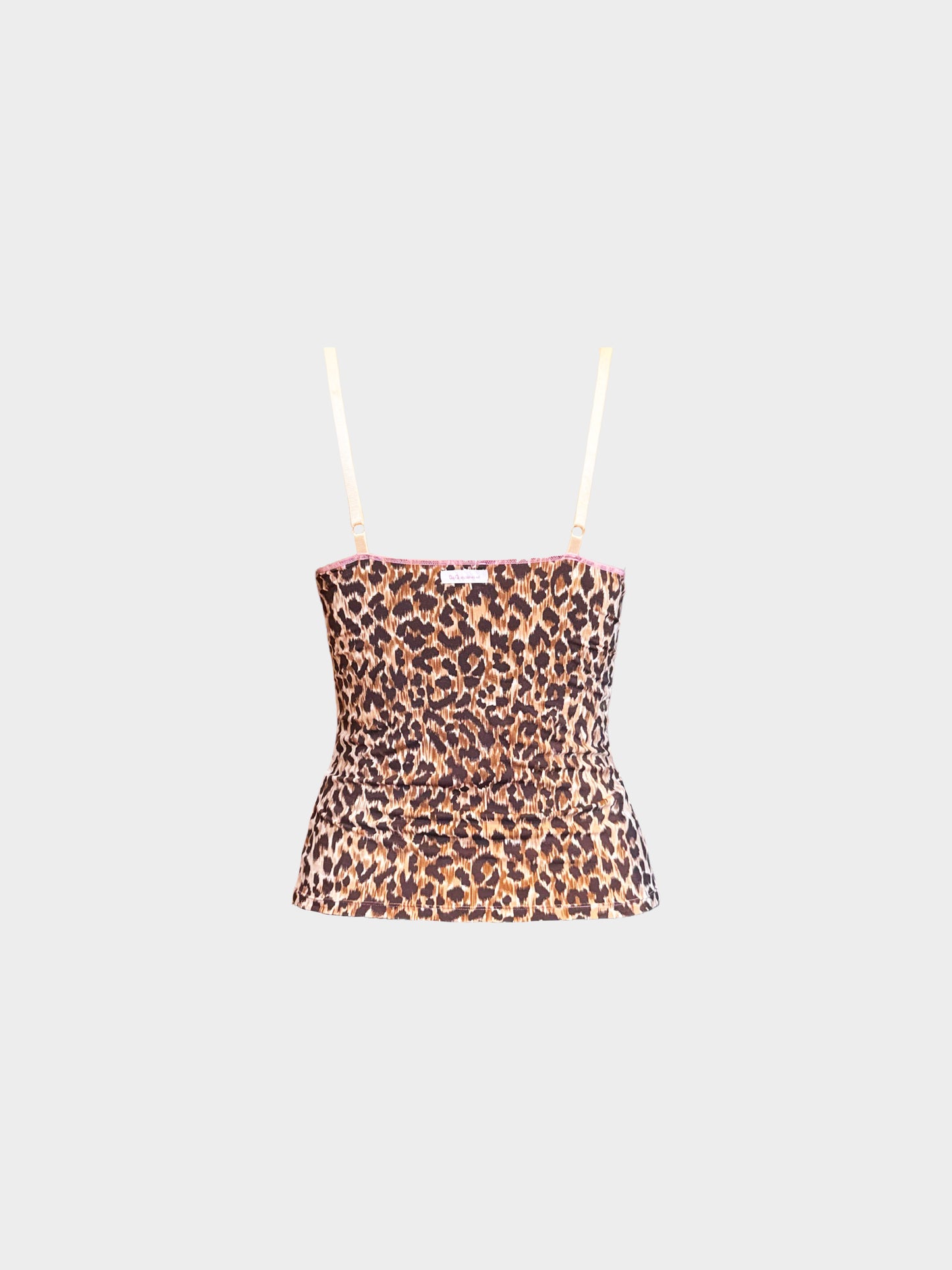 Dolce and Gabbana 2000s Pink and Brown Leopard Printed Cami Top