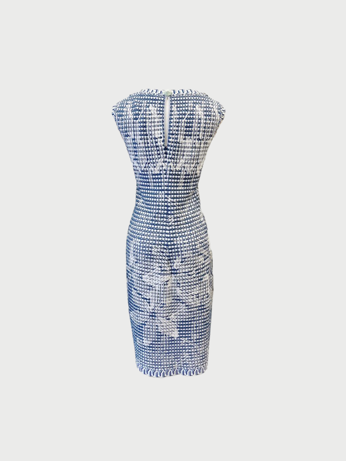 Chanel 2014 Blue White Woven Sleeveless Dress
