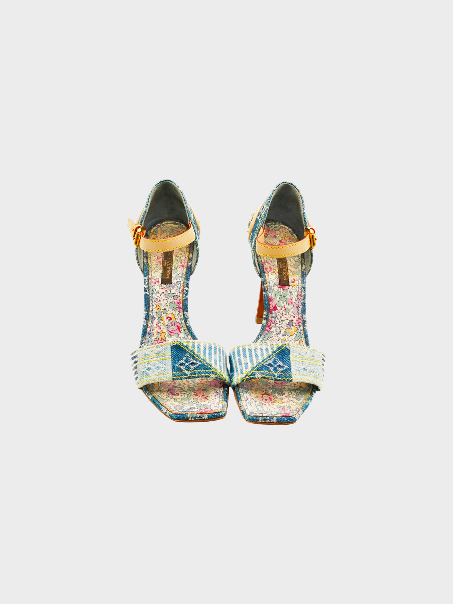 Louis Vuitton SS 2007 Denim Monogram Heeled Sandals