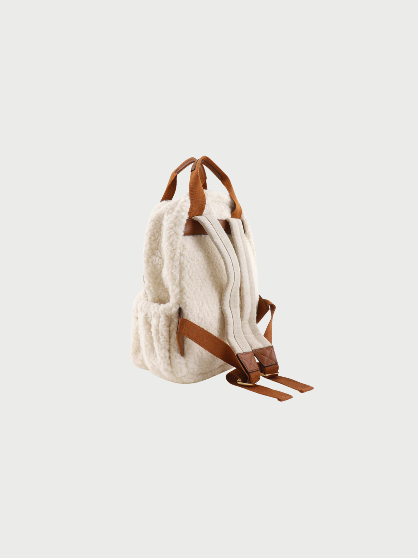 Chloé 2020s Off White Cotton Logo Boa Backpack