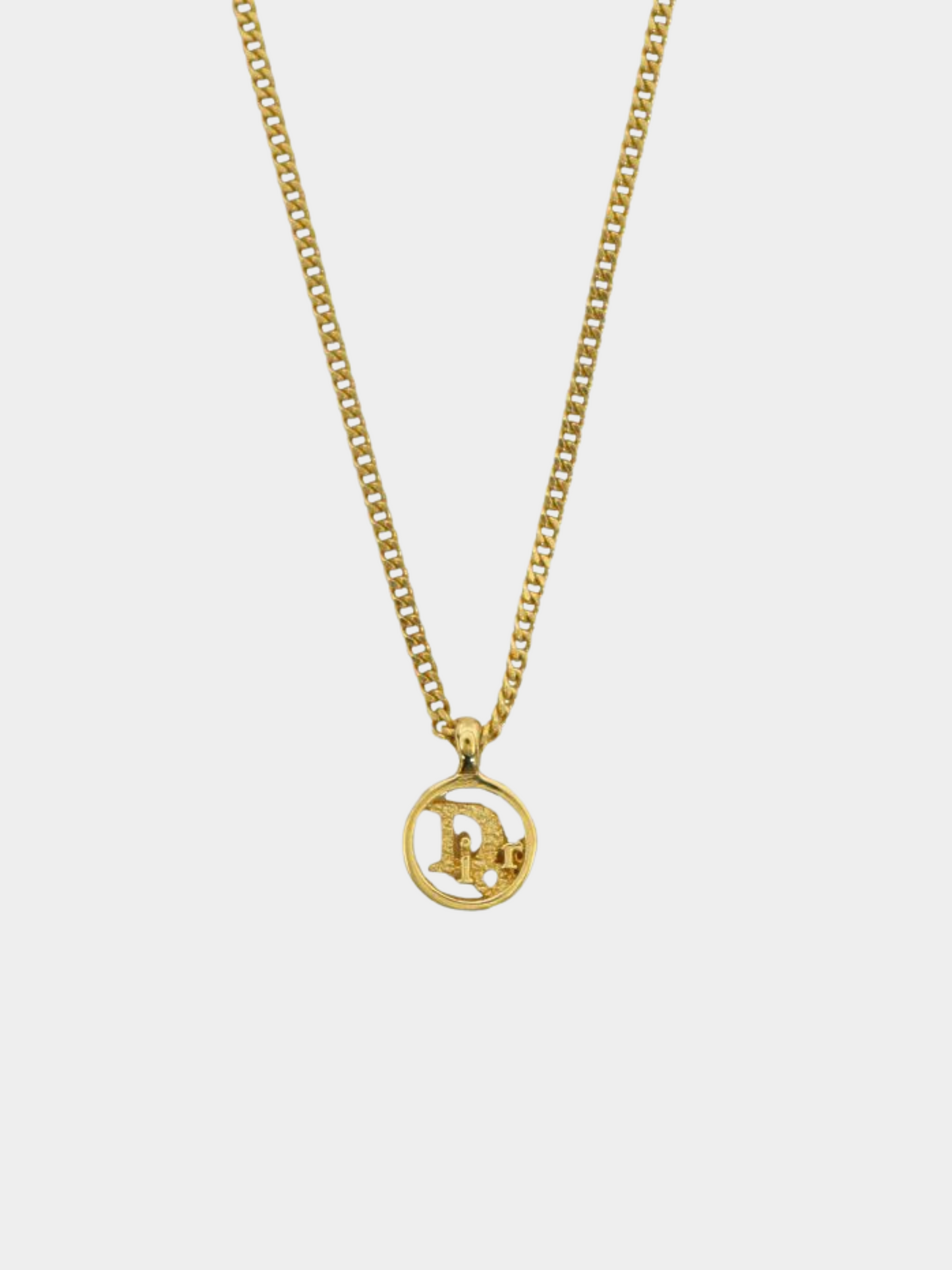 Christian Dior 2000s Gold Logo Round Necklace