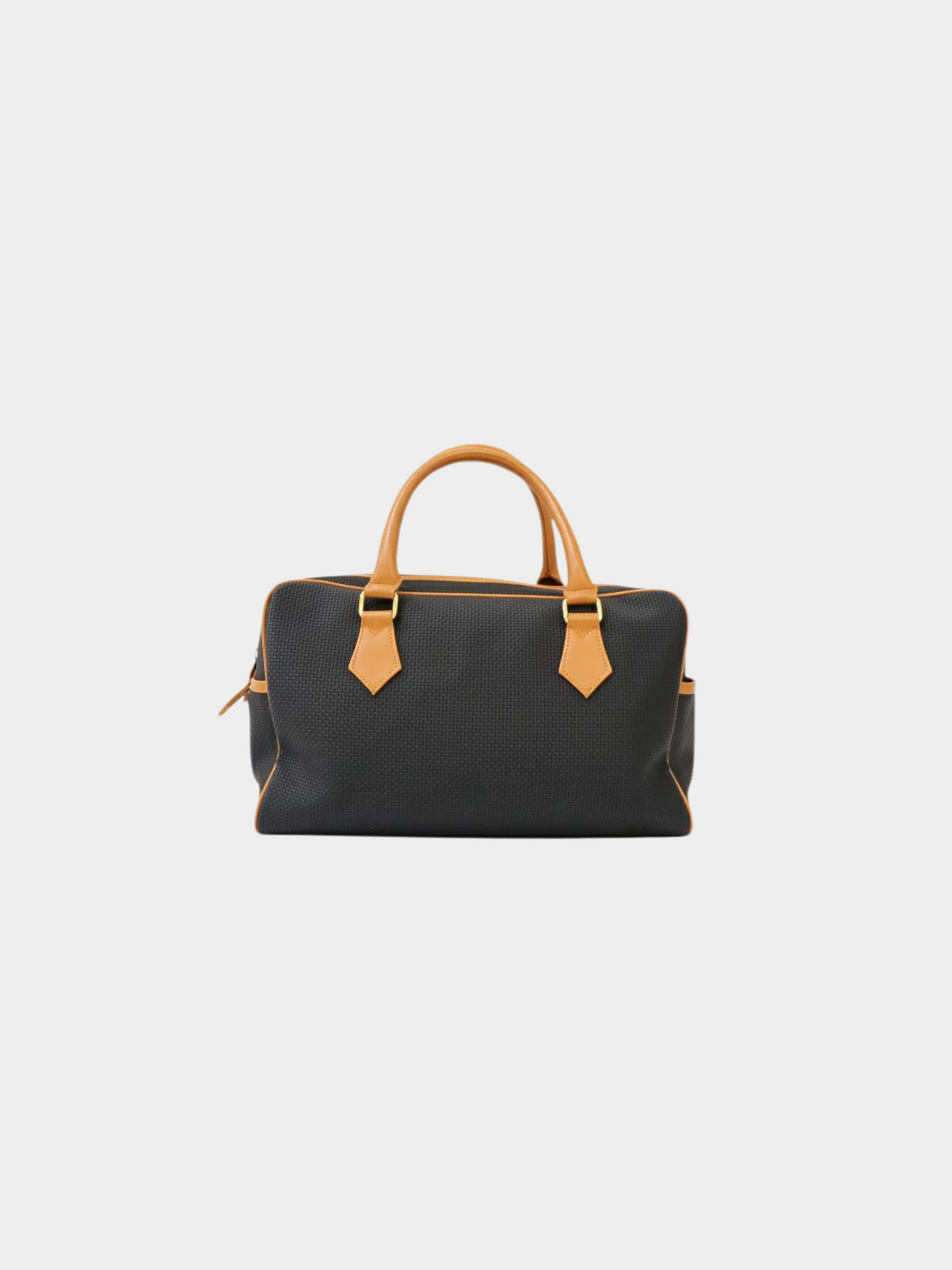 Yves Saint Laurent 1990s Black Brown Logo Hardware Boston Bag