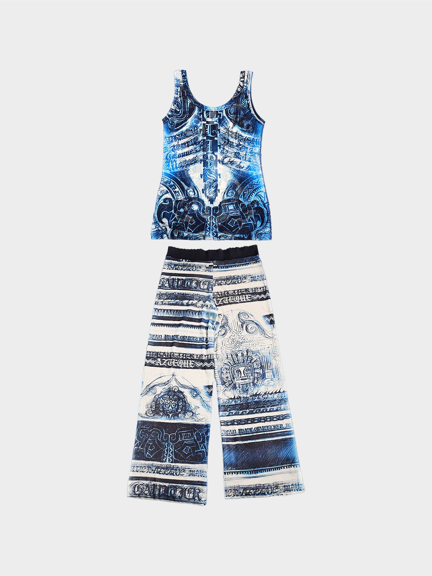 Jean Paul Gaultier 2000s Blue Soleil Tattoo Print Set