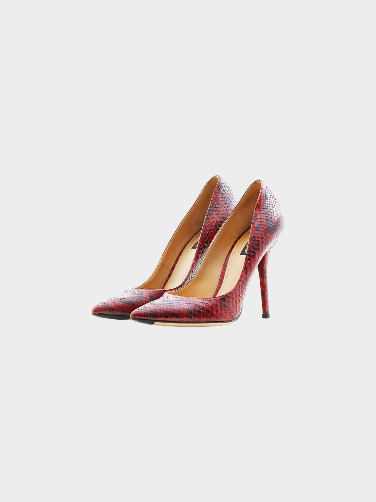 Dolce and Gabbana 2010s Red Cardinal Python Leather Pumps