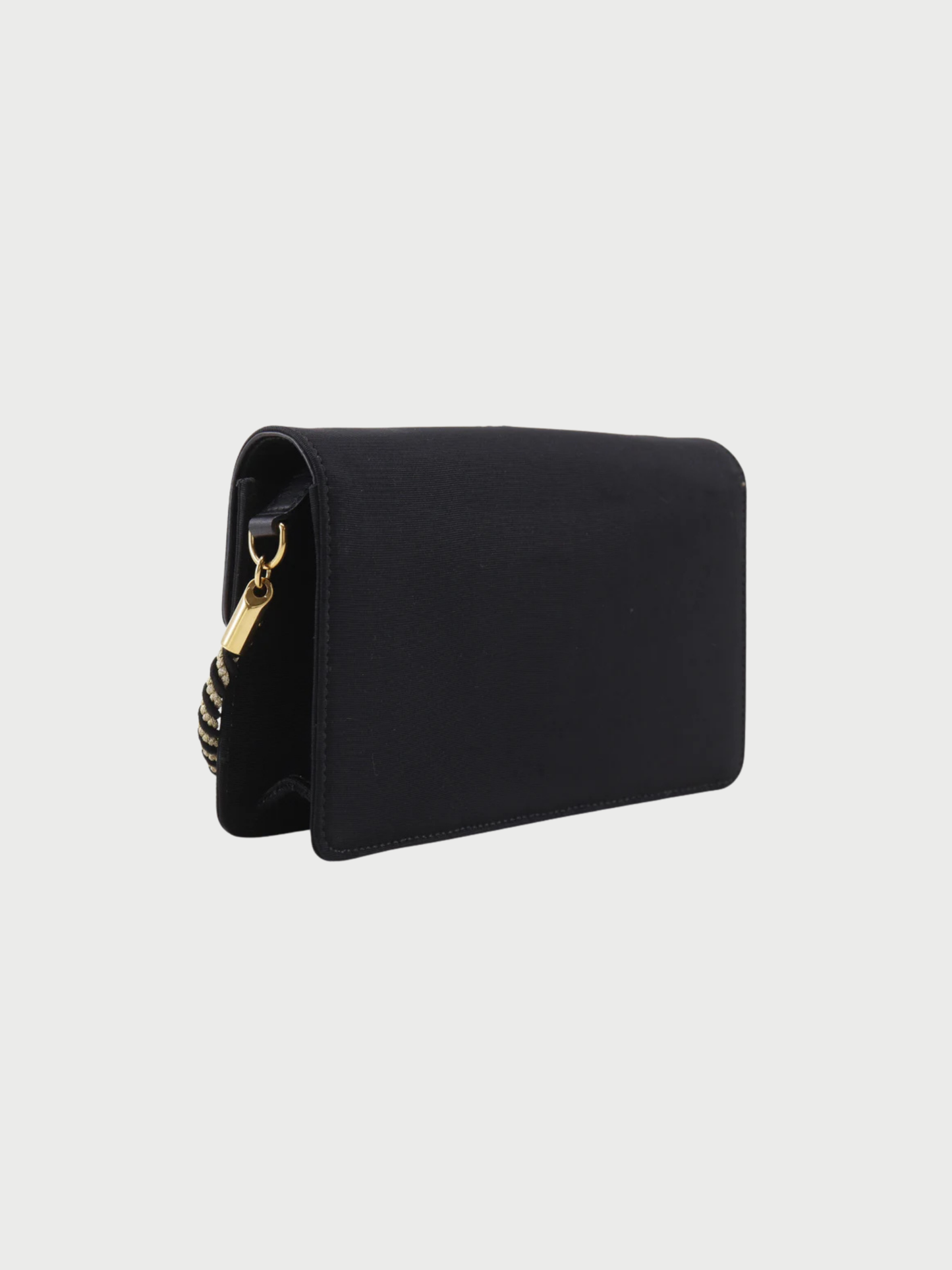 Gucci 2010s Black Cotton Rhinestone Broadway Square G 2-Way Clutch Bag