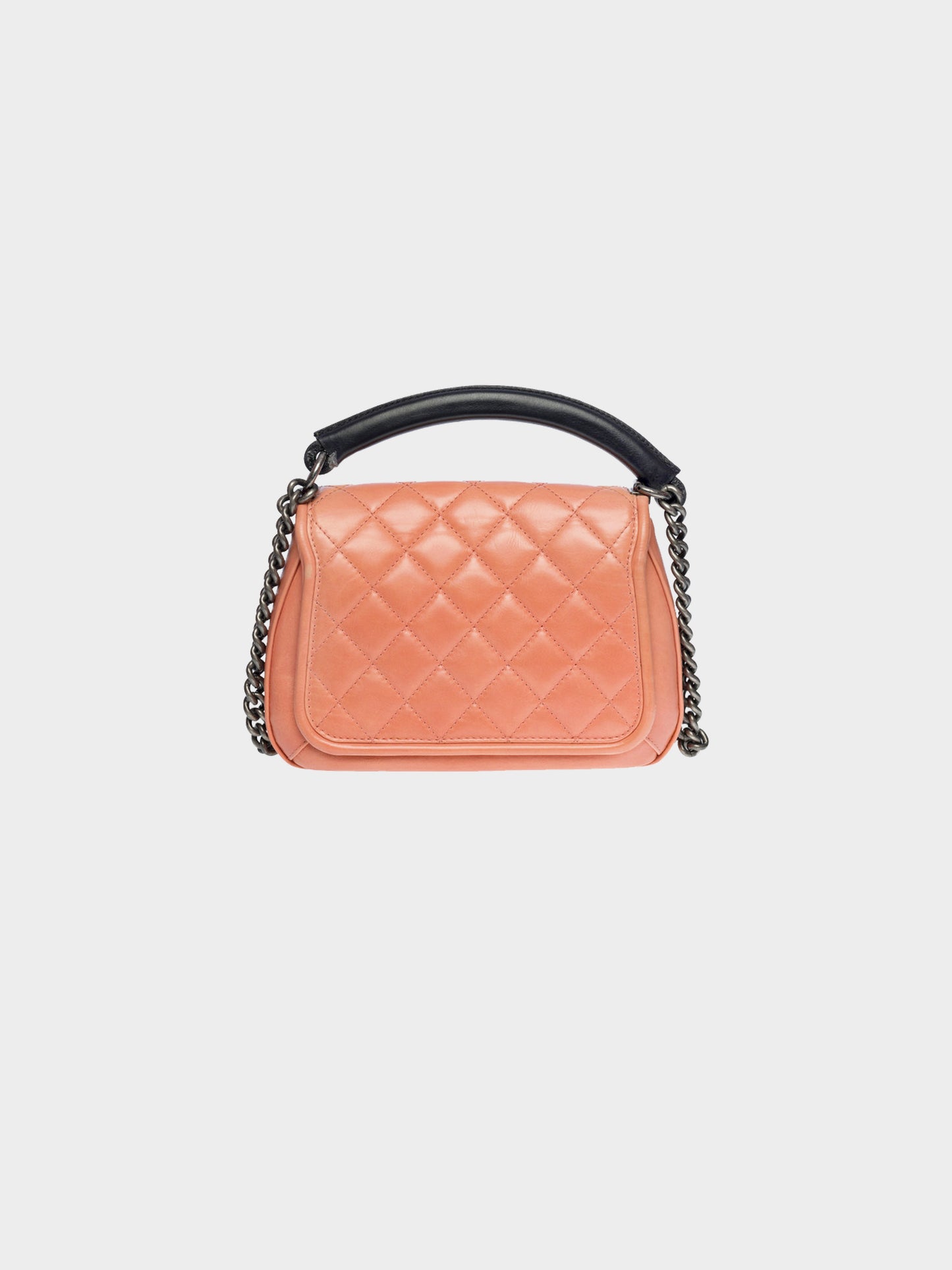 Chanel 2015 Pink Lambskin Prestige Top Handle Flap Bag
