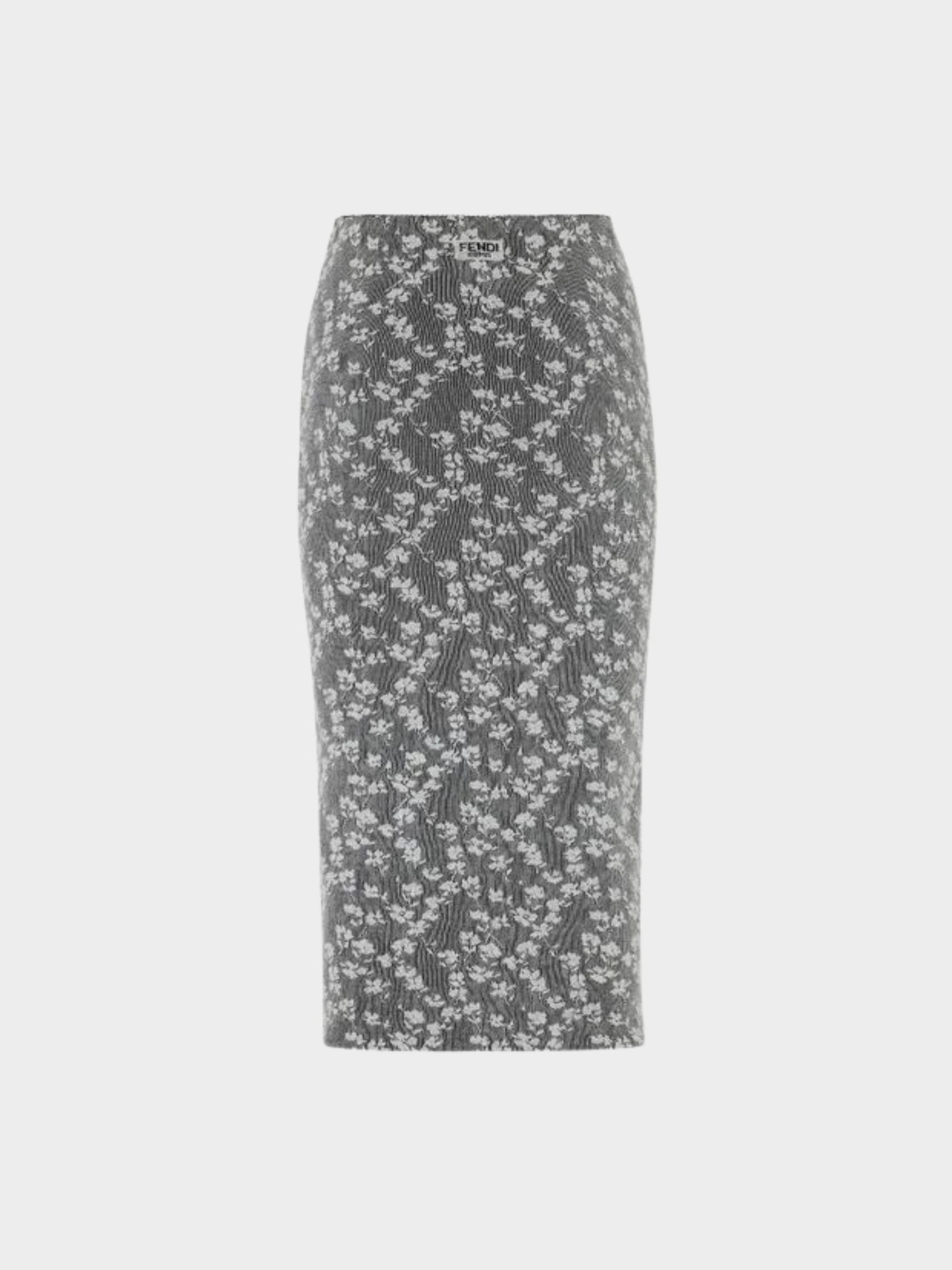 Fendi 2020s Black Cream Floral Jacquard 3/4 Length Skirt