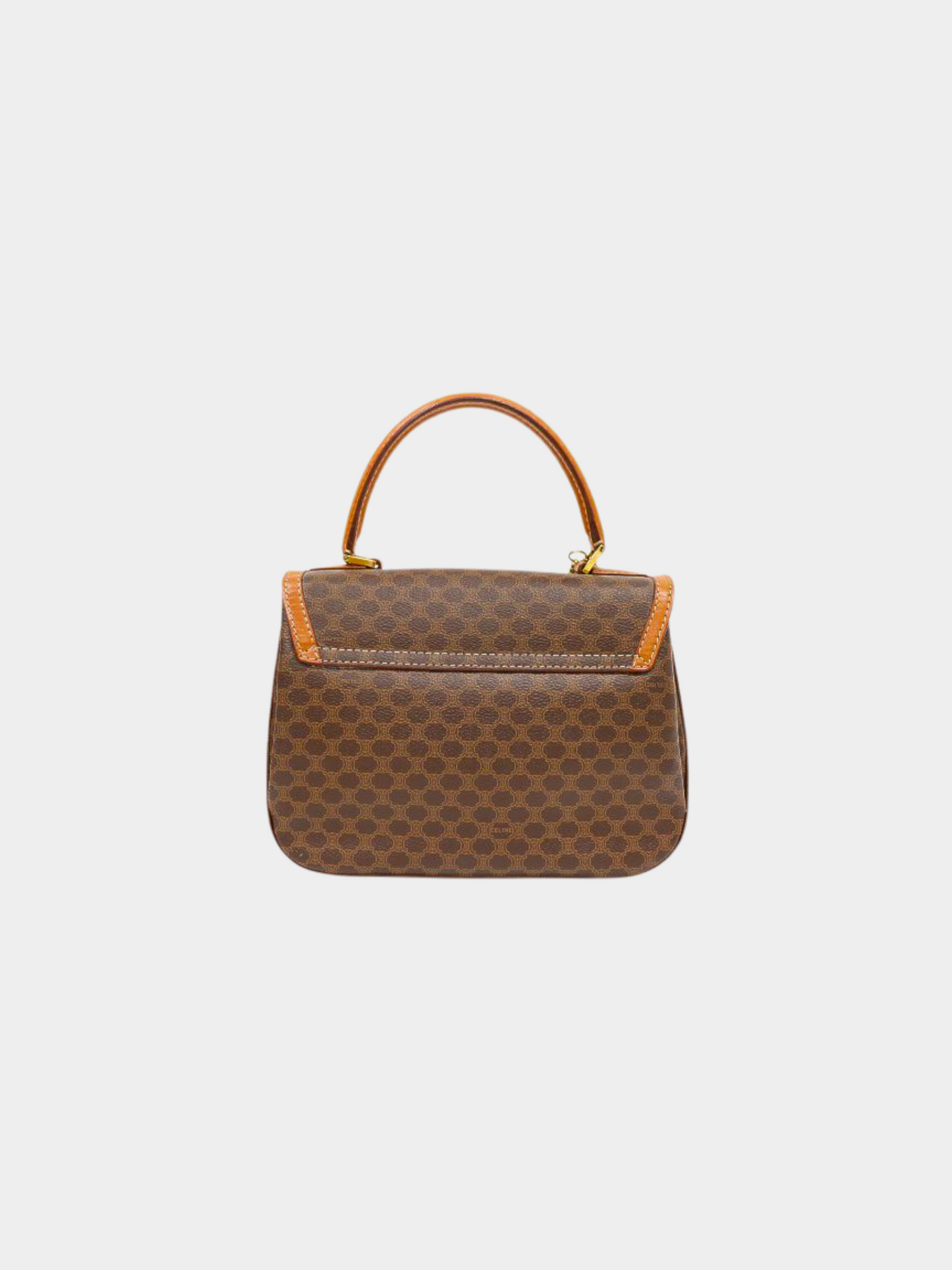 Celine 2000s Brown Macadam Turn Lock Handbag