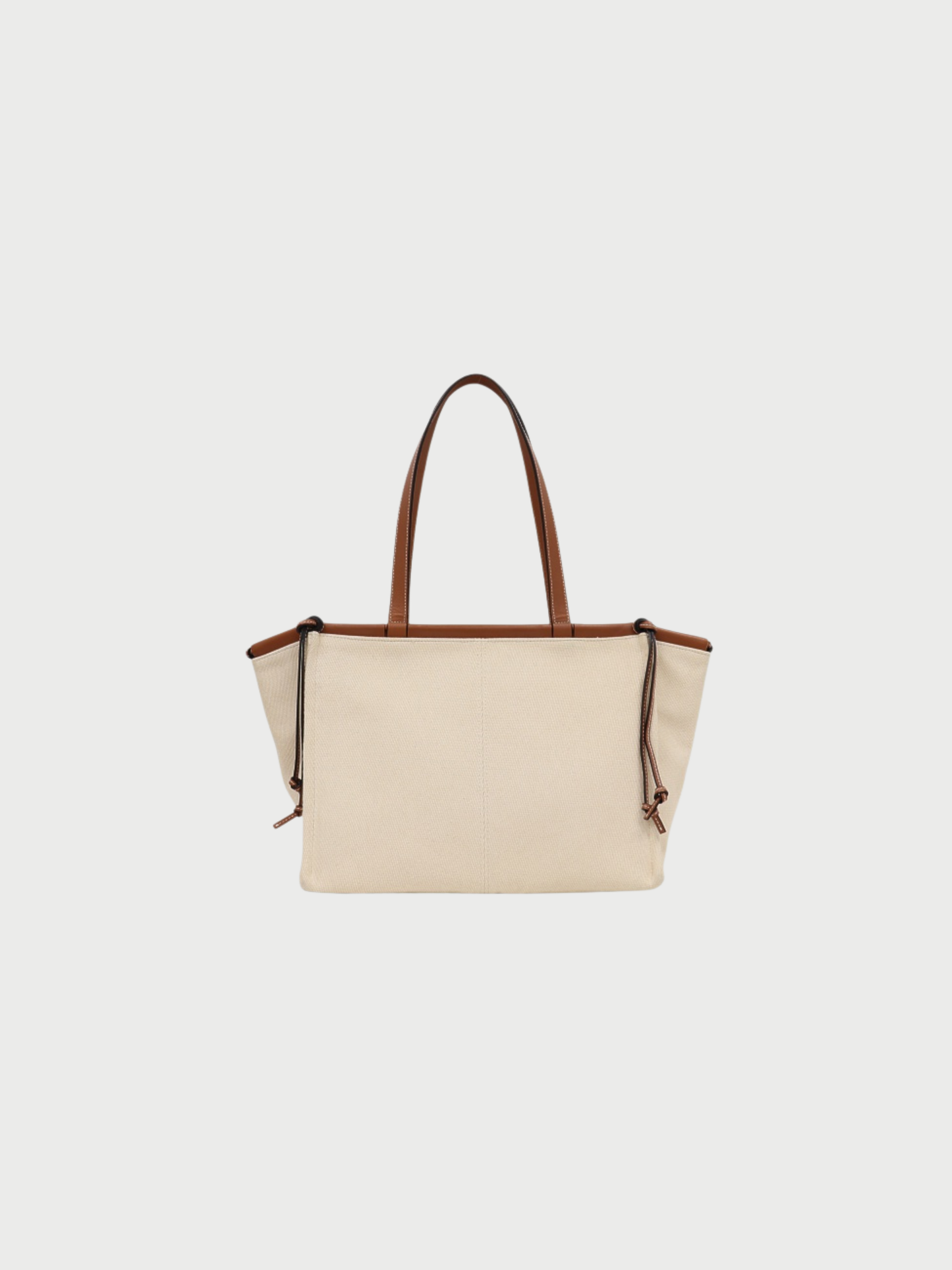 Loewe 2000s Ivory Brown Canvas Leather Cushion Tote Bag