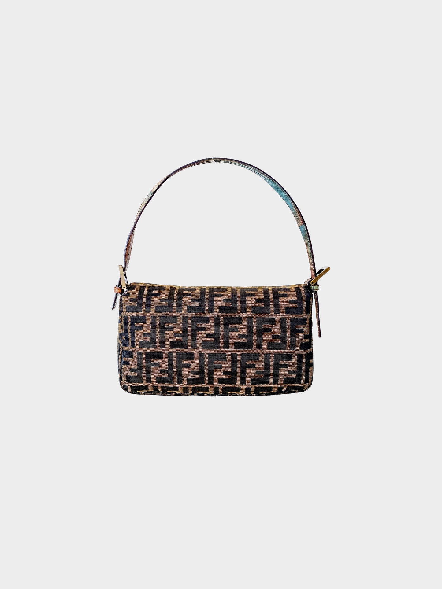 Fendi 2000s Zucca Canvas Ponyhair Baguette with Multicolored Leather