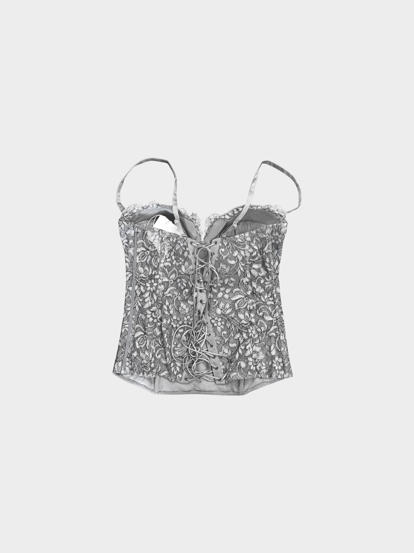 La Perla 2010s Grey Lace Bustier Corset Top