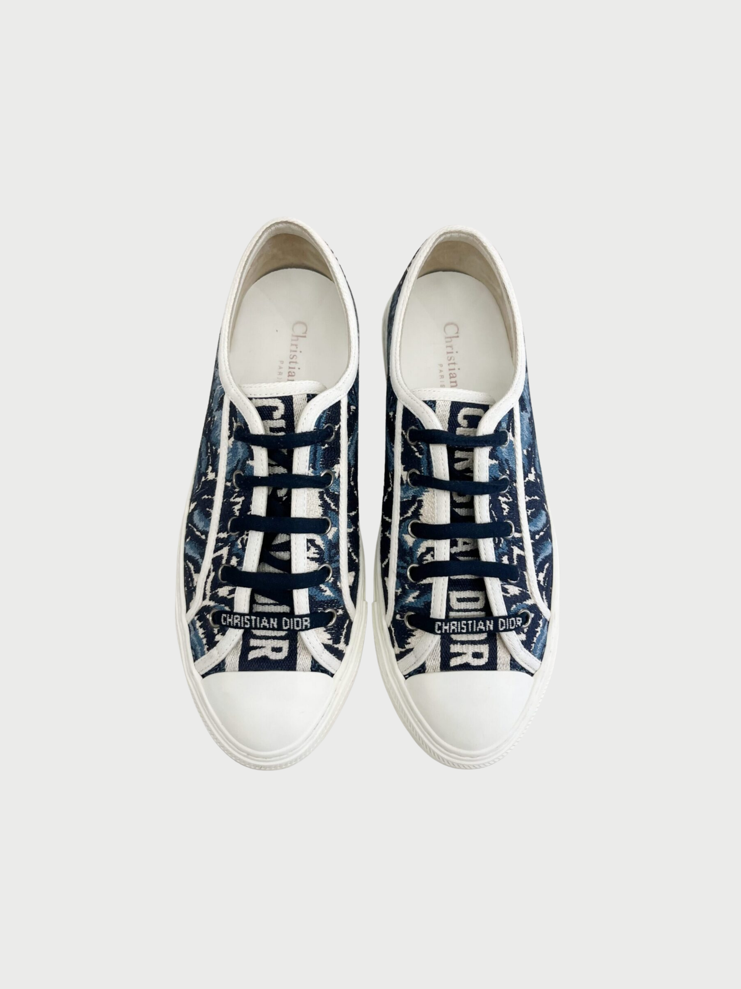 Christian Dior 2020s Cream Blue Walk’N’Dior Palm Embroidered Runners