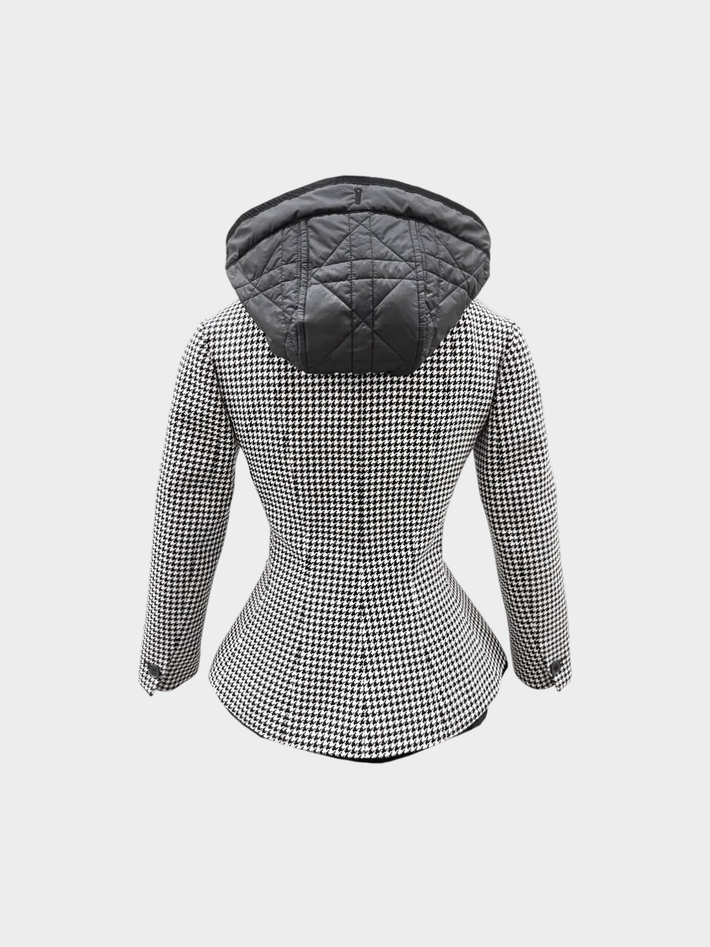 Christian Dior 2020s Black and White Wool Houndstooth Blazer with Hooded Liner