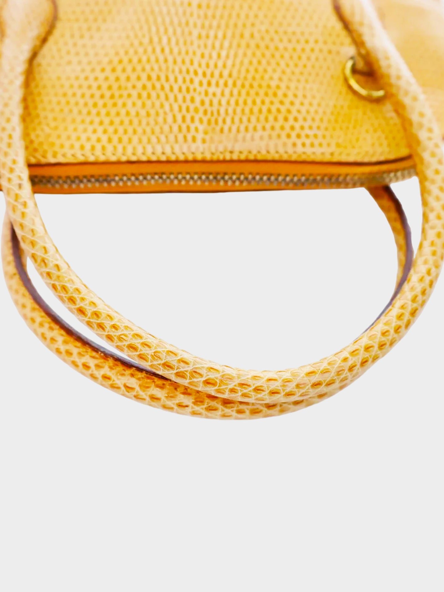 Hermès 1992 Yellow Orange Mini Bolide Jaune Lizard Handbag