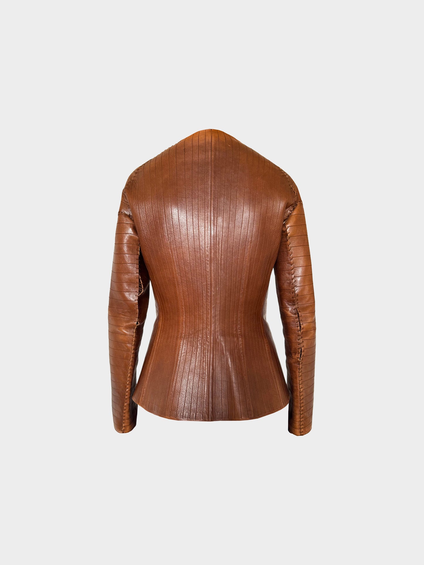 Lanvin 2003 Brown Leather Zip-up Jacket