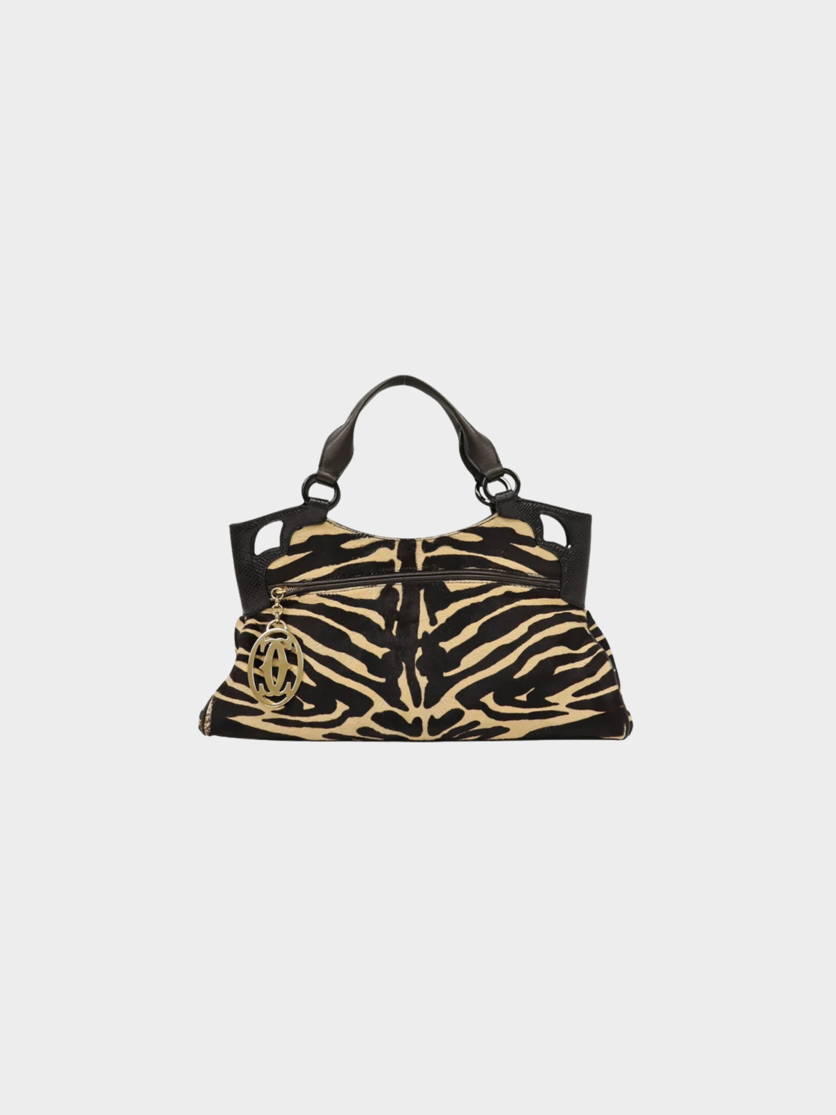 Cartier 2000s Black Beige Pony Hair Marcello Handbag