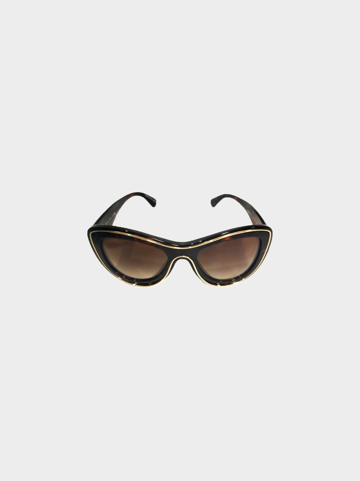 Chanel 2000s Brown Tortoise Cat Eye Sunglasses