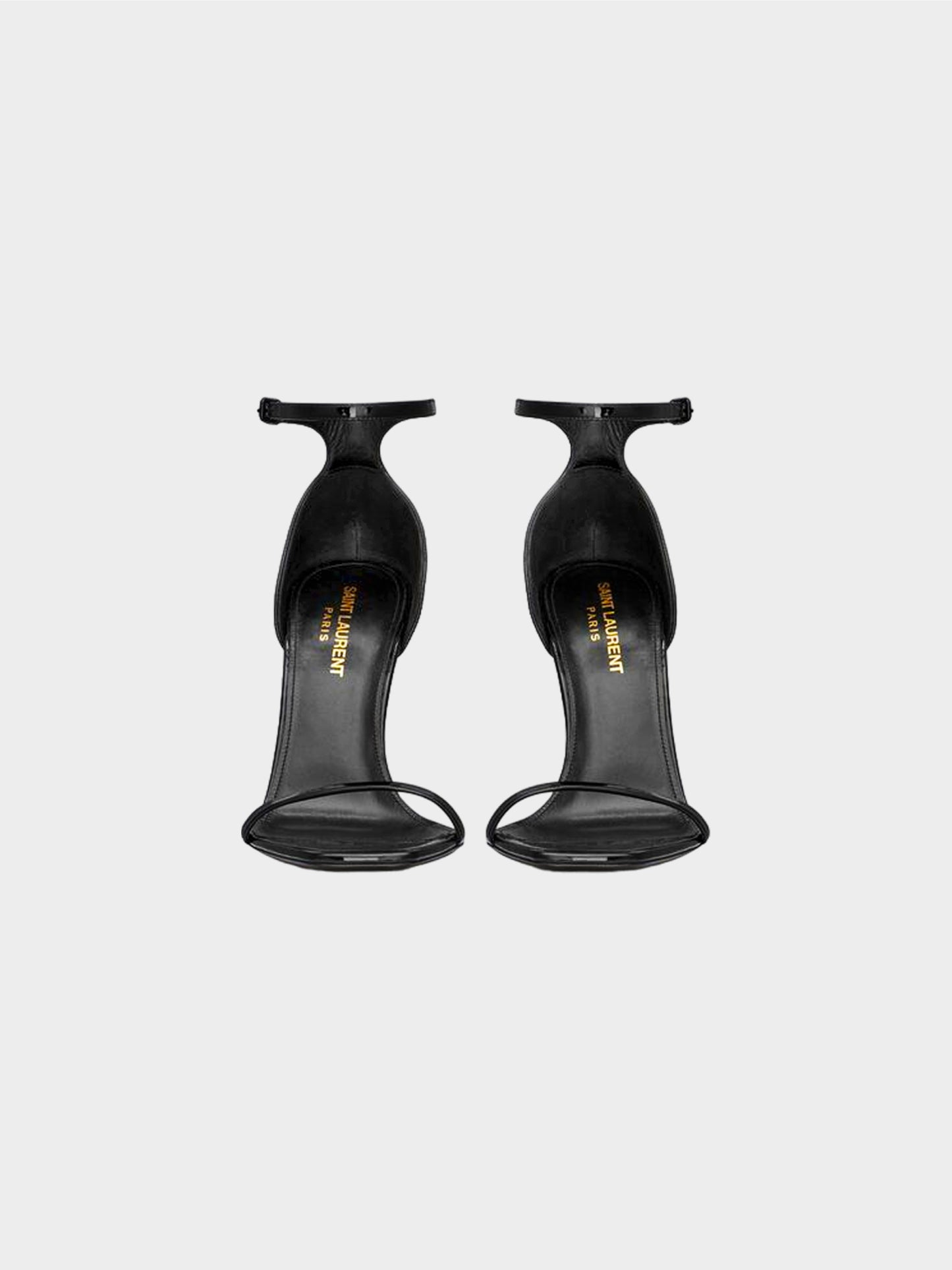 Saint Laurent 2020s Black and Gold Opyum Patent Sandals