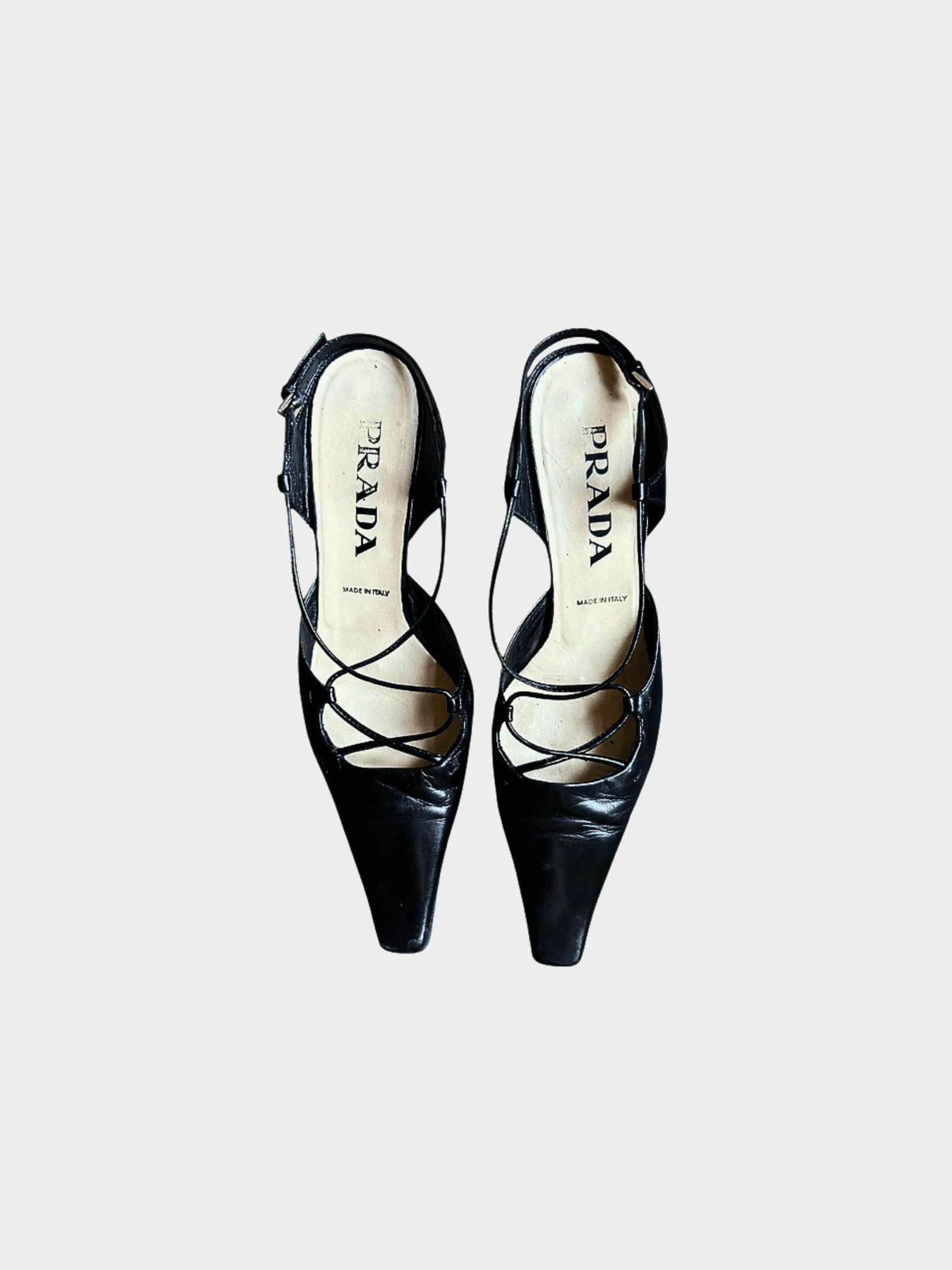 Prada 1990s Black Leather Kitten Heels