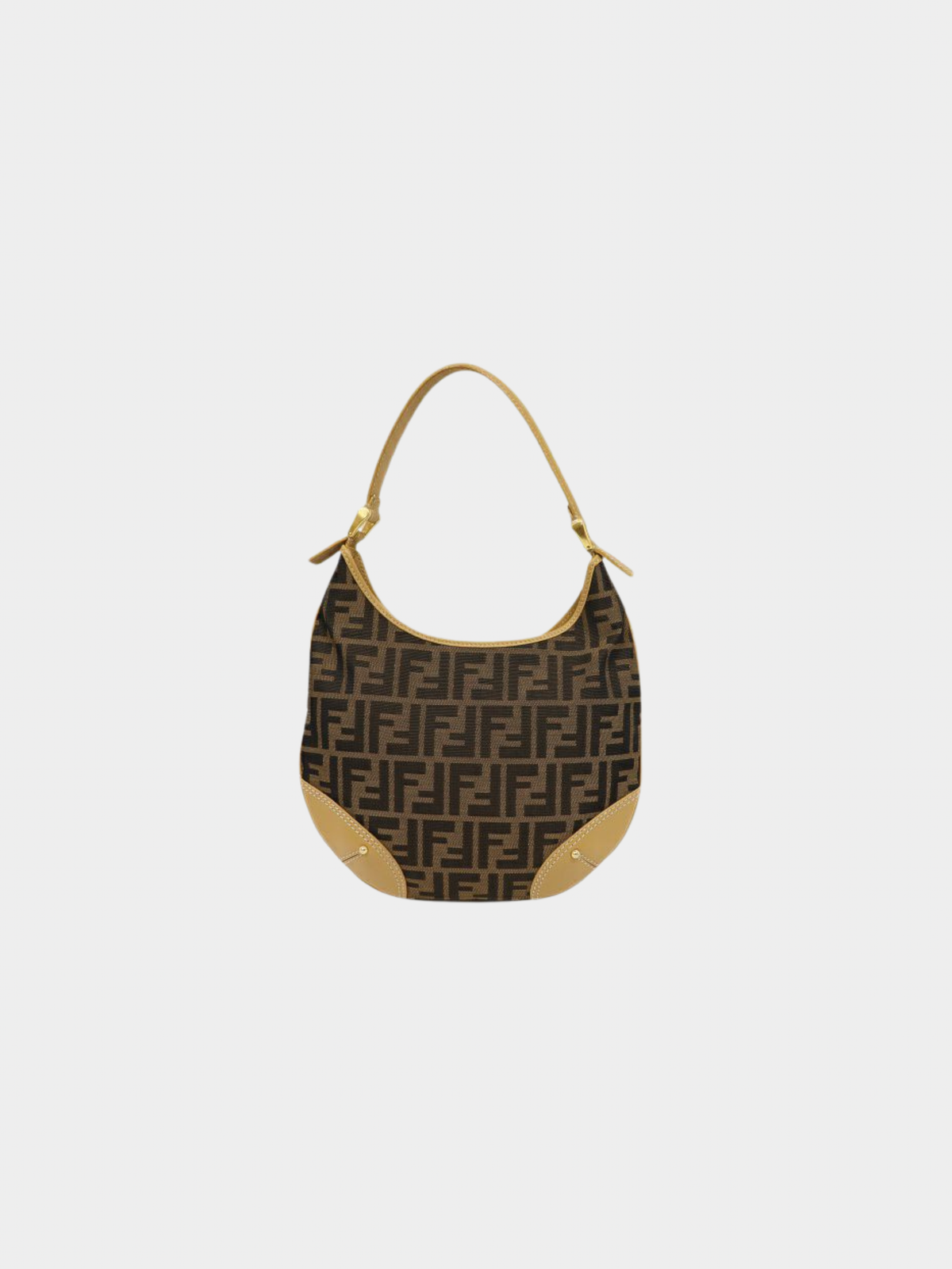 Fendi 2000s Brown Beige Zucca Canvas Hobo One-Shoulder Bag