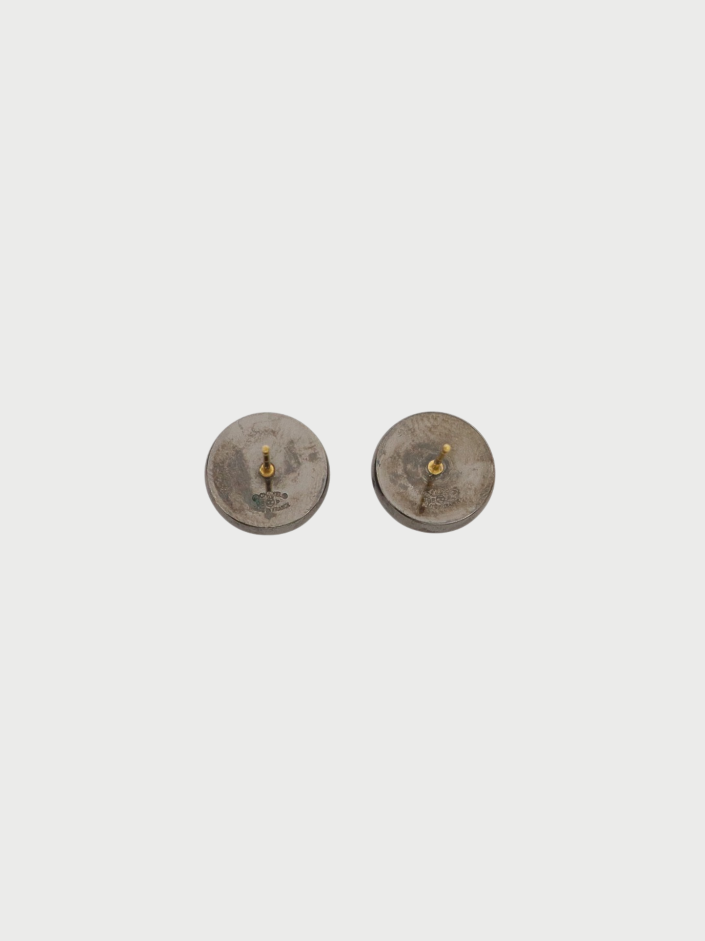 Chanel 1990s Silver Black Plated Metal COCO Earrings