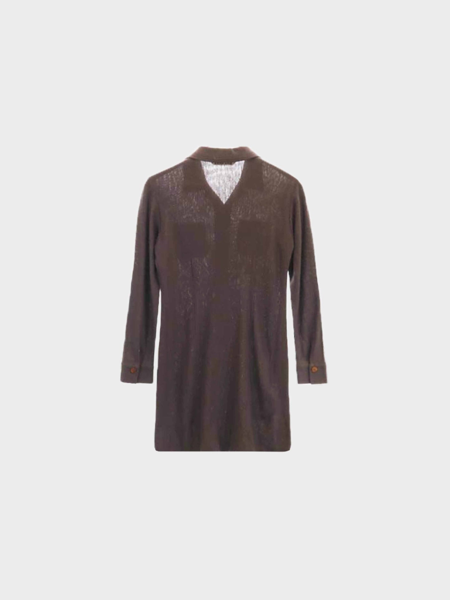 Chloé 2000s Brown Wool-blend Button-down Long Sleeve Dress