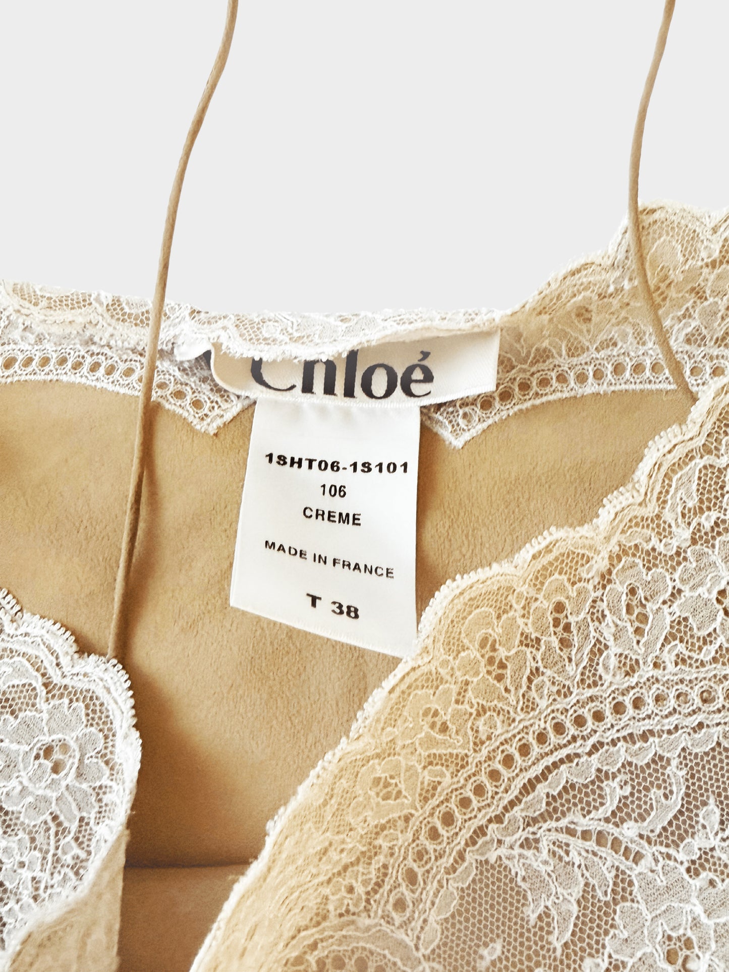 Chloe 2000s Beige Floral Lace Cropped Cami Top
