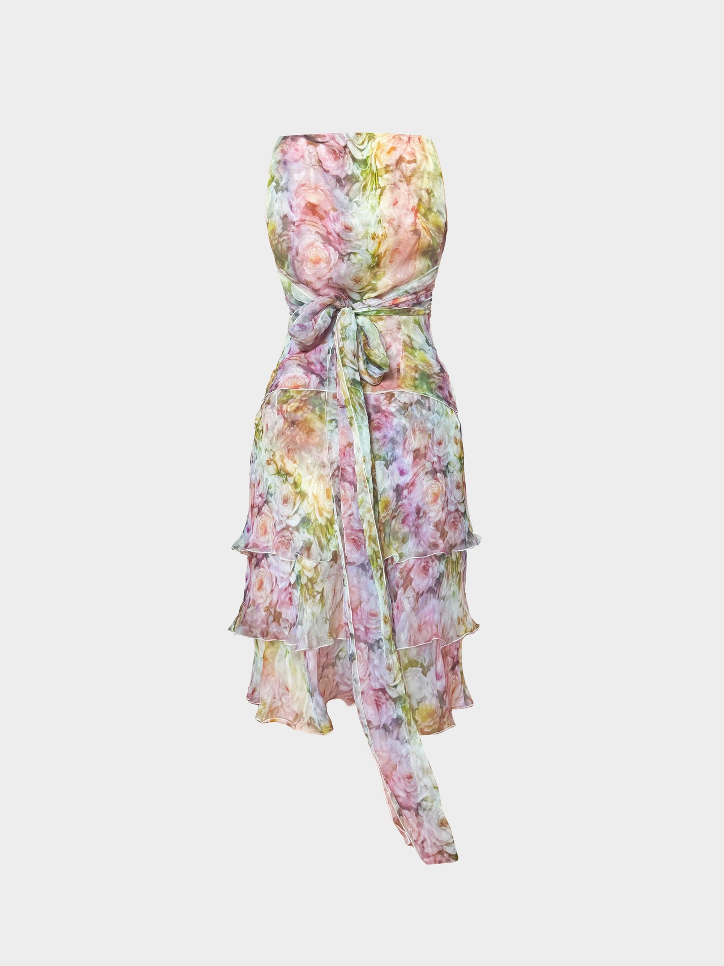 Valentino 1990s Multicolor Floral Silk Dress Set