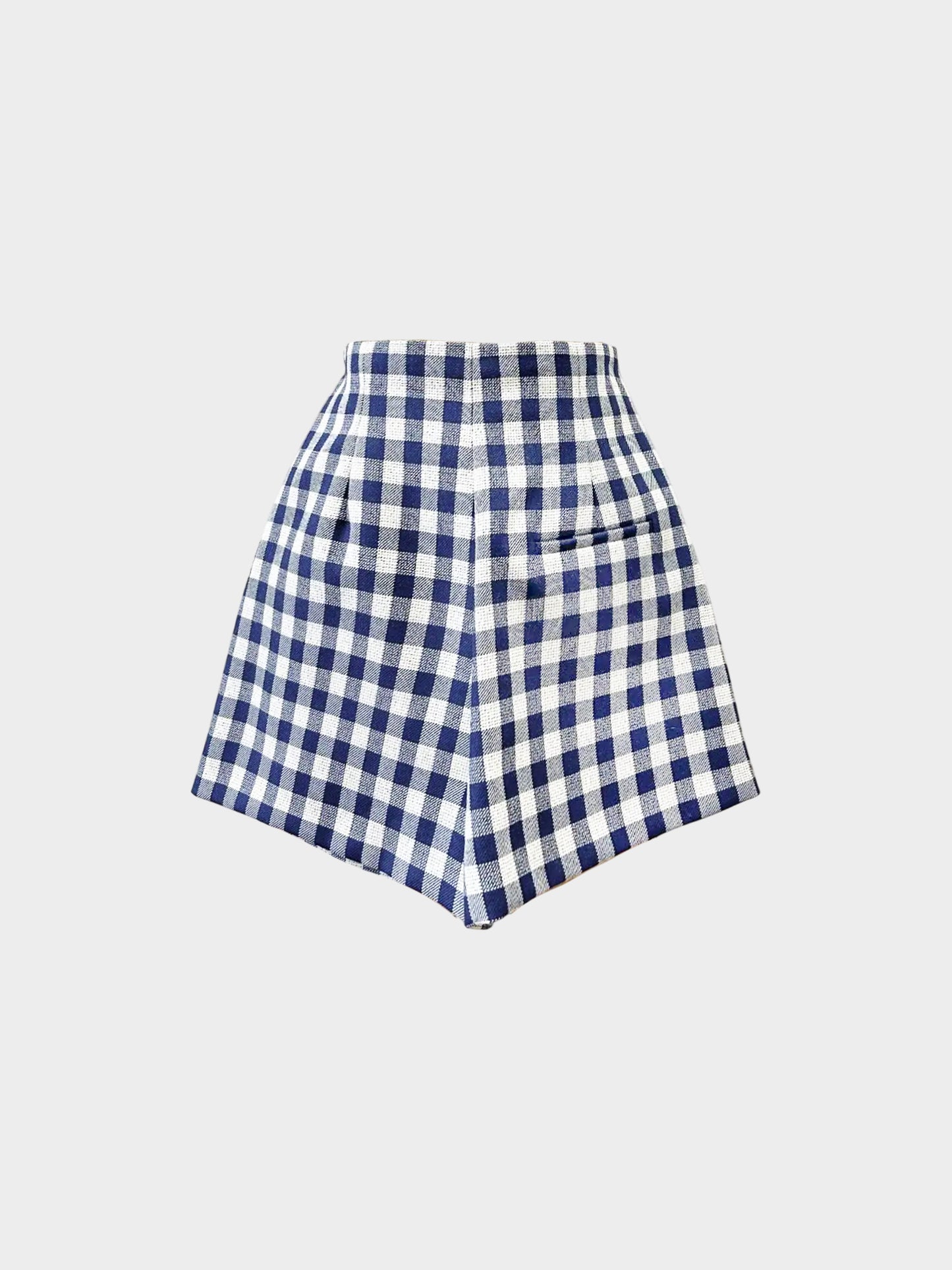 Christian Dior 2020s Navy and Cream Gingham Wool Skort