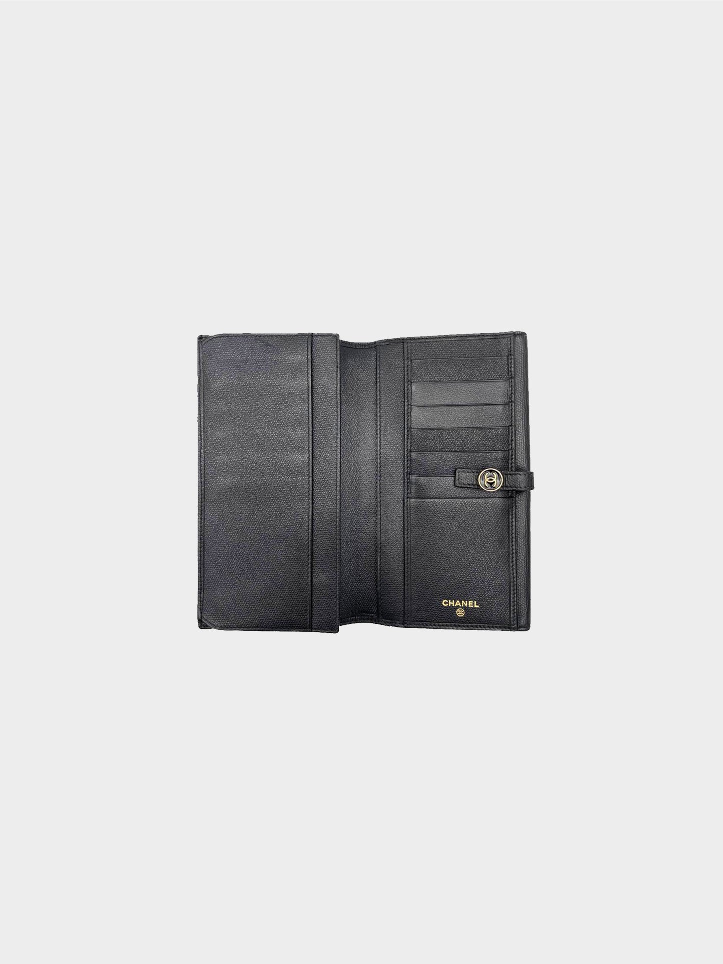 Chanel 2006-2008 Black Caviar Bi-fold Wallet