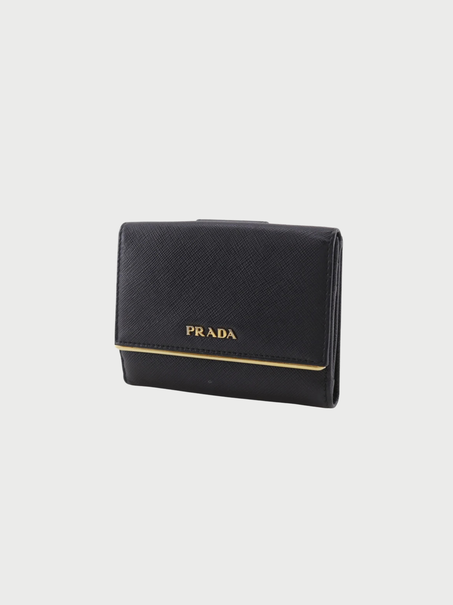 Prada 2000s Black Saffiano Logo Bi-Fold Wallet