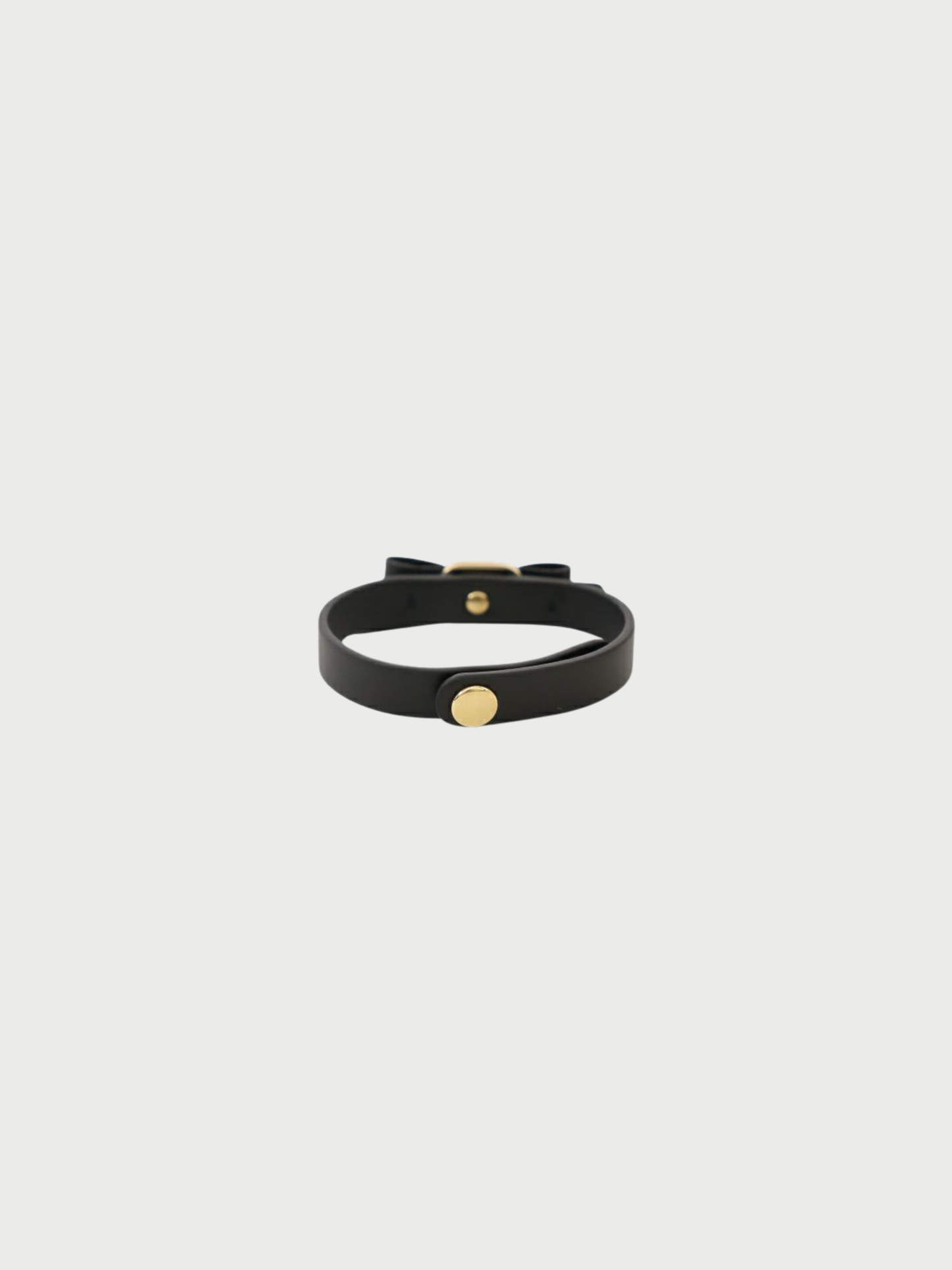Salvatore Ferragamo 2000s Black Leather Gold Vara Ribbon Bracelet
