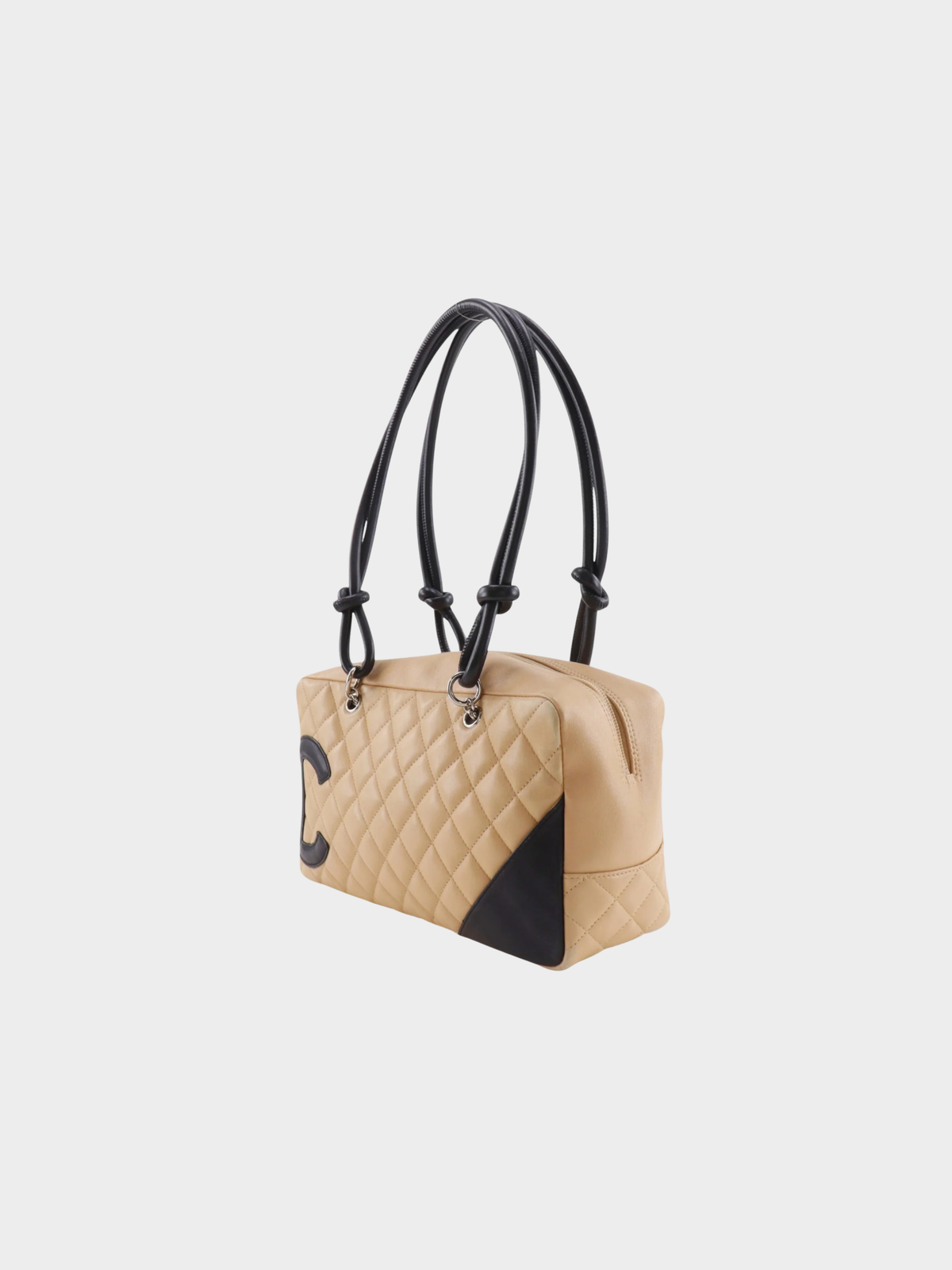 Chanel 2000s Black White Cambon Line Bowling Tote Bag