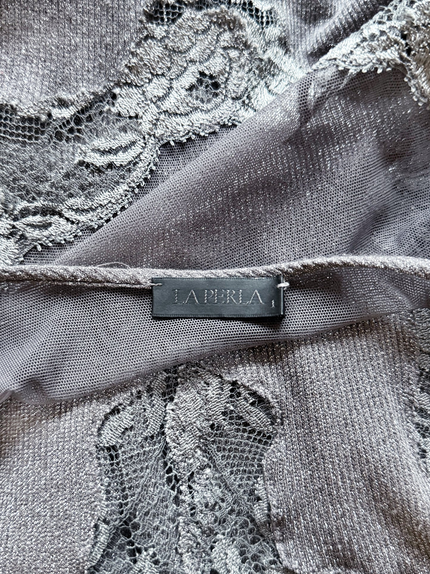 La Perla 2000s Greyish Purple Lace Slip Dress