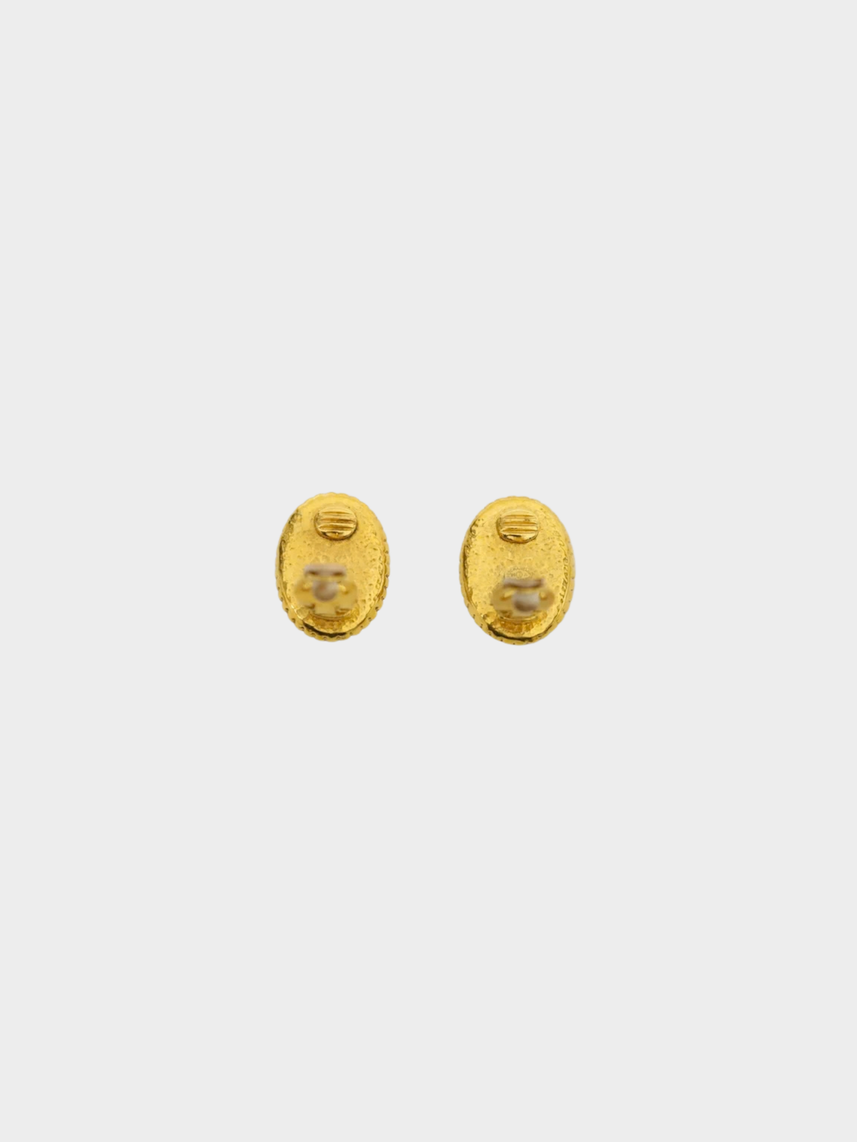 Chanel 1996 Gold Coco Oval Earrings