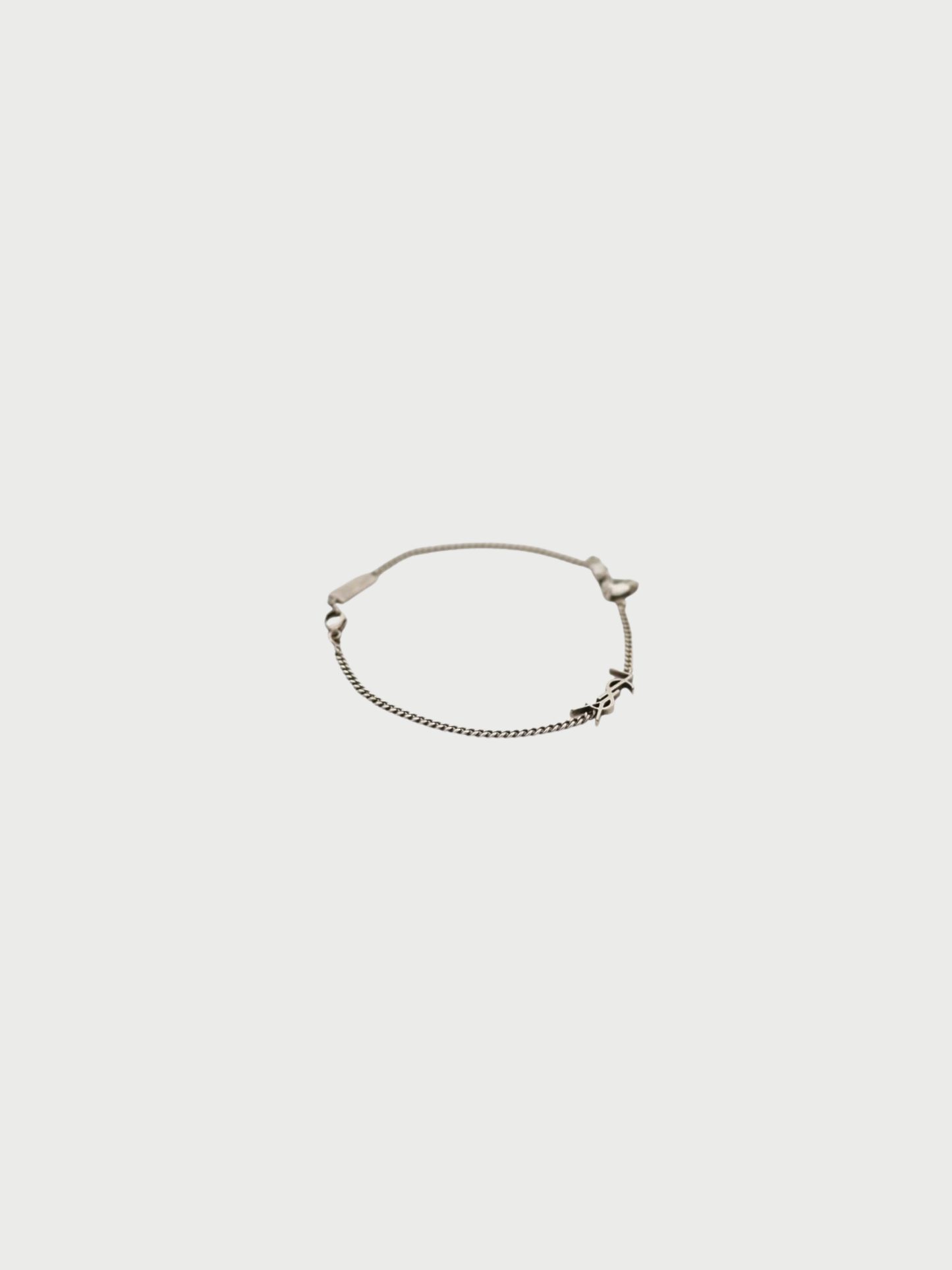 Yves Saint Laurent 2020s Silver Plated Metal Rhinestone Cassandra Bracelet