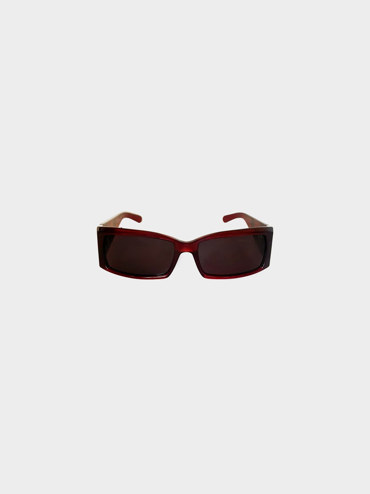 Miu Miu 2000s Burgundy Mirror Clover Motif Sunglasses