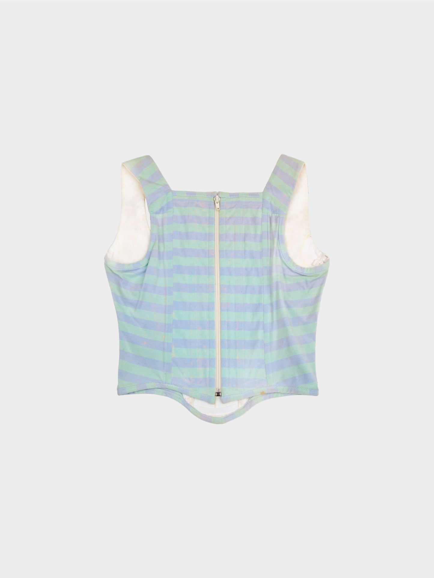 Vivienne Westwood 1990s Light Blue and Green Stripe Corset