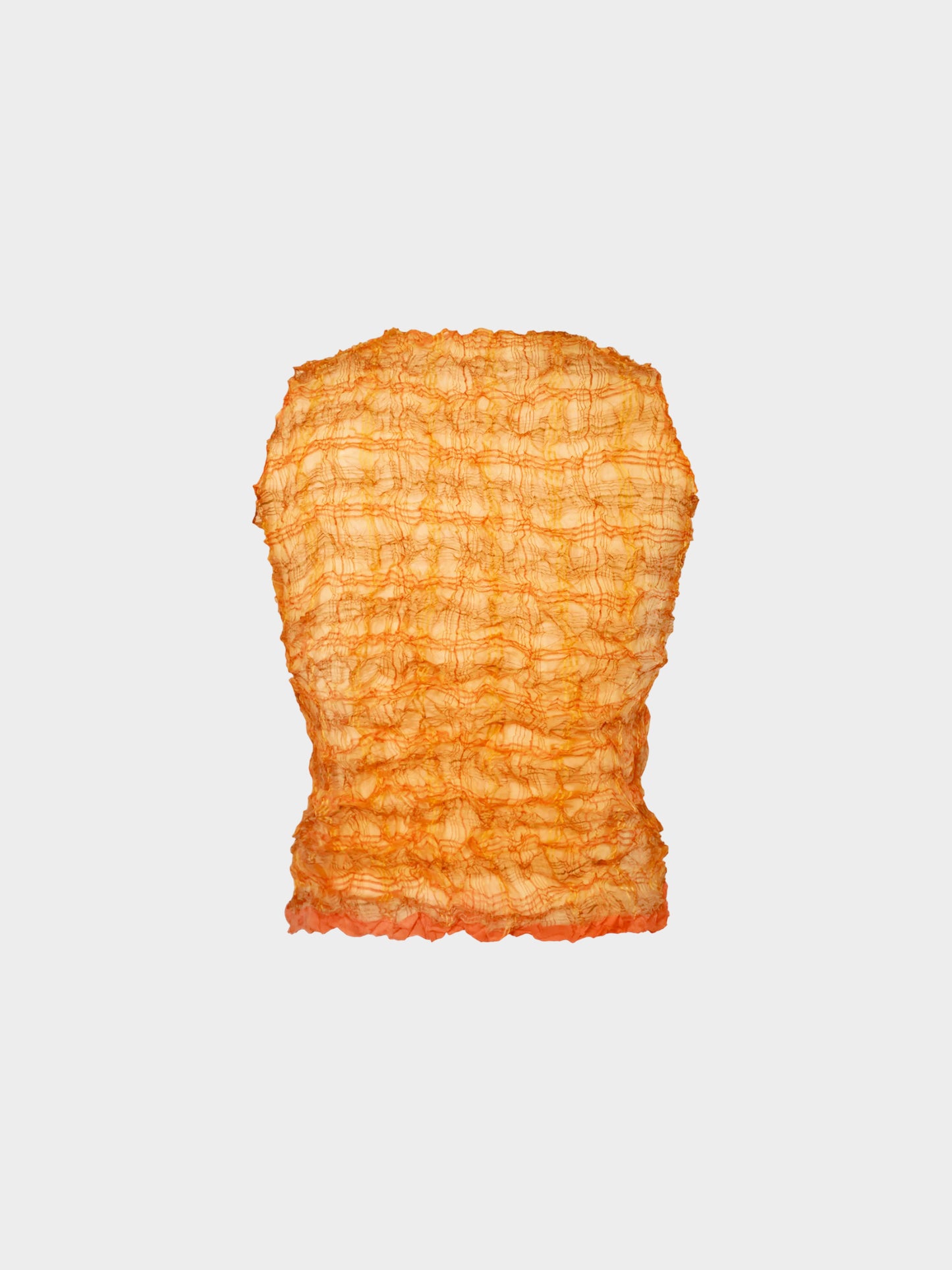 Issey Miyake 1990s Orange and Gold Checkered Pleated Top