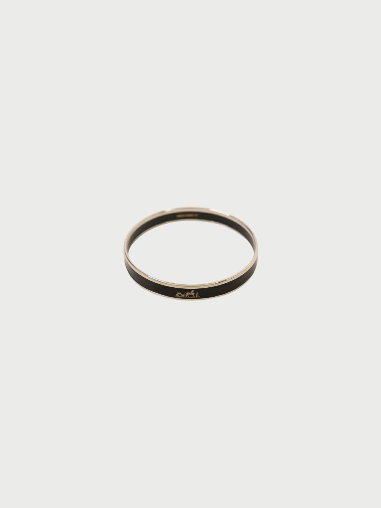 Hermès 2000s Black Silver Enamel Bangle PM