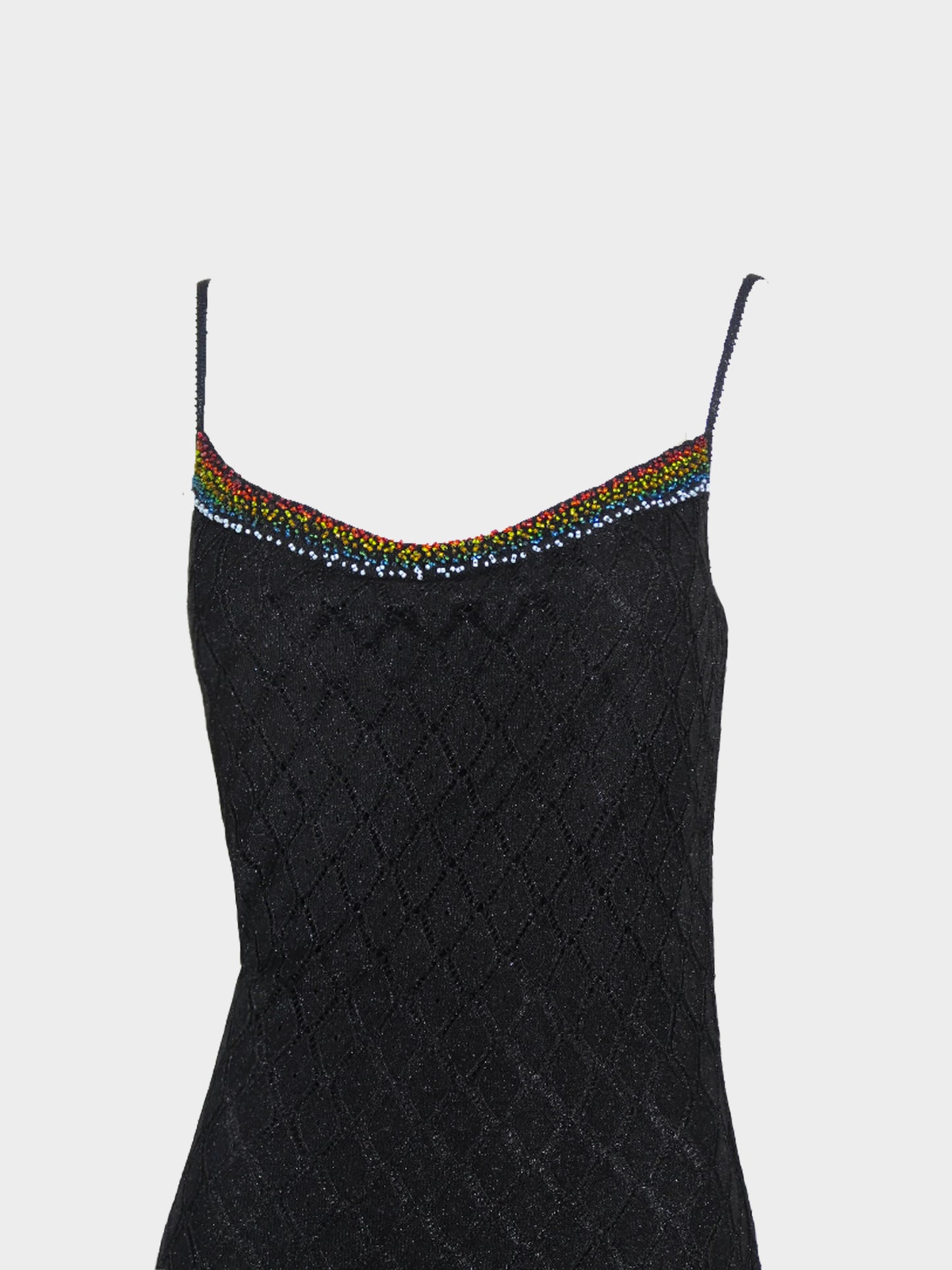 Christian Dior by John Galliano FW 2001 Black Lurex Bead Embroidered Midi Dress