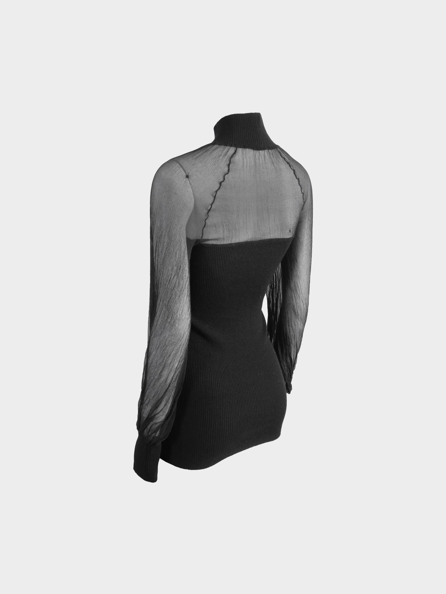 Christian Dior by John Galliano FW 2002 Black Micro Sheer and Knitted Dress