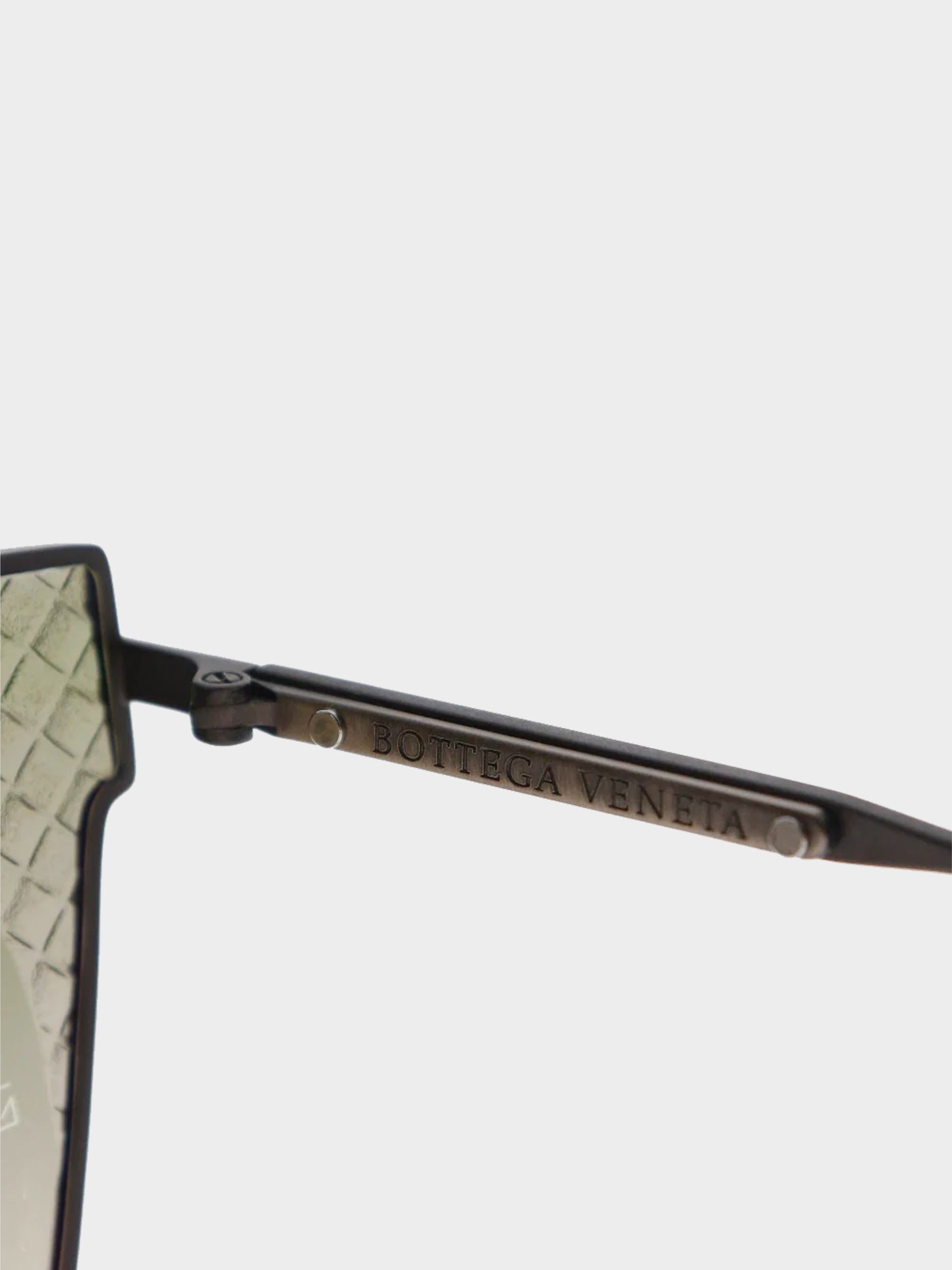 Bottega Veneta 2020s Khaki Ruthenium Intrecciato Cat-eye Sunglasses