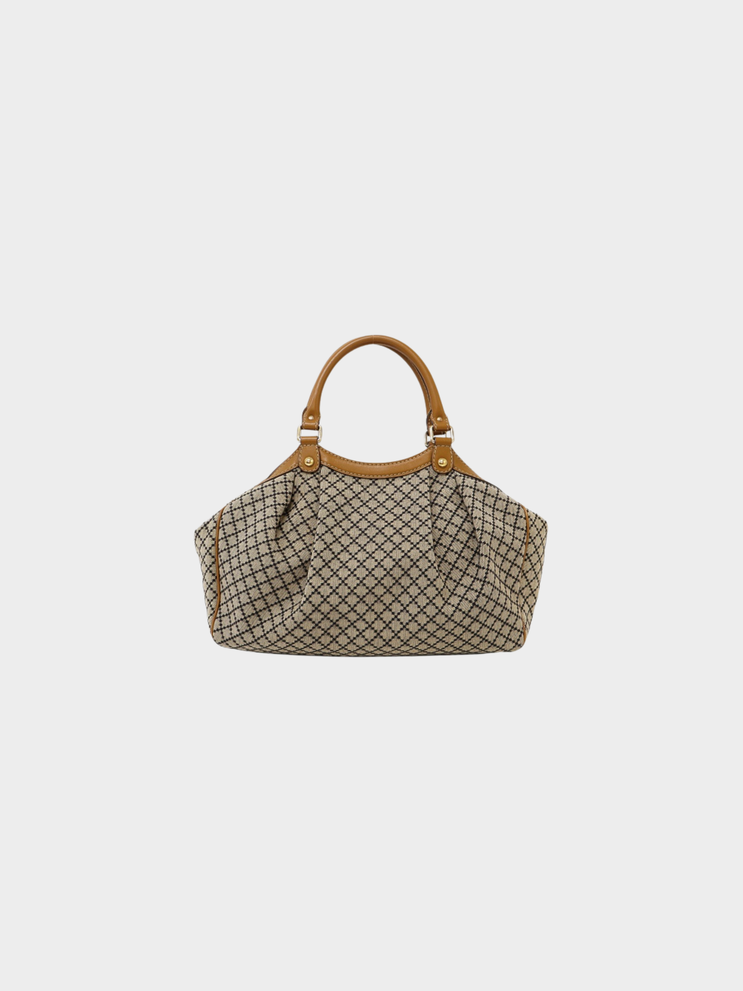 Gucci 2000s Brown Beige Diamante Canvas Leather Handbag
