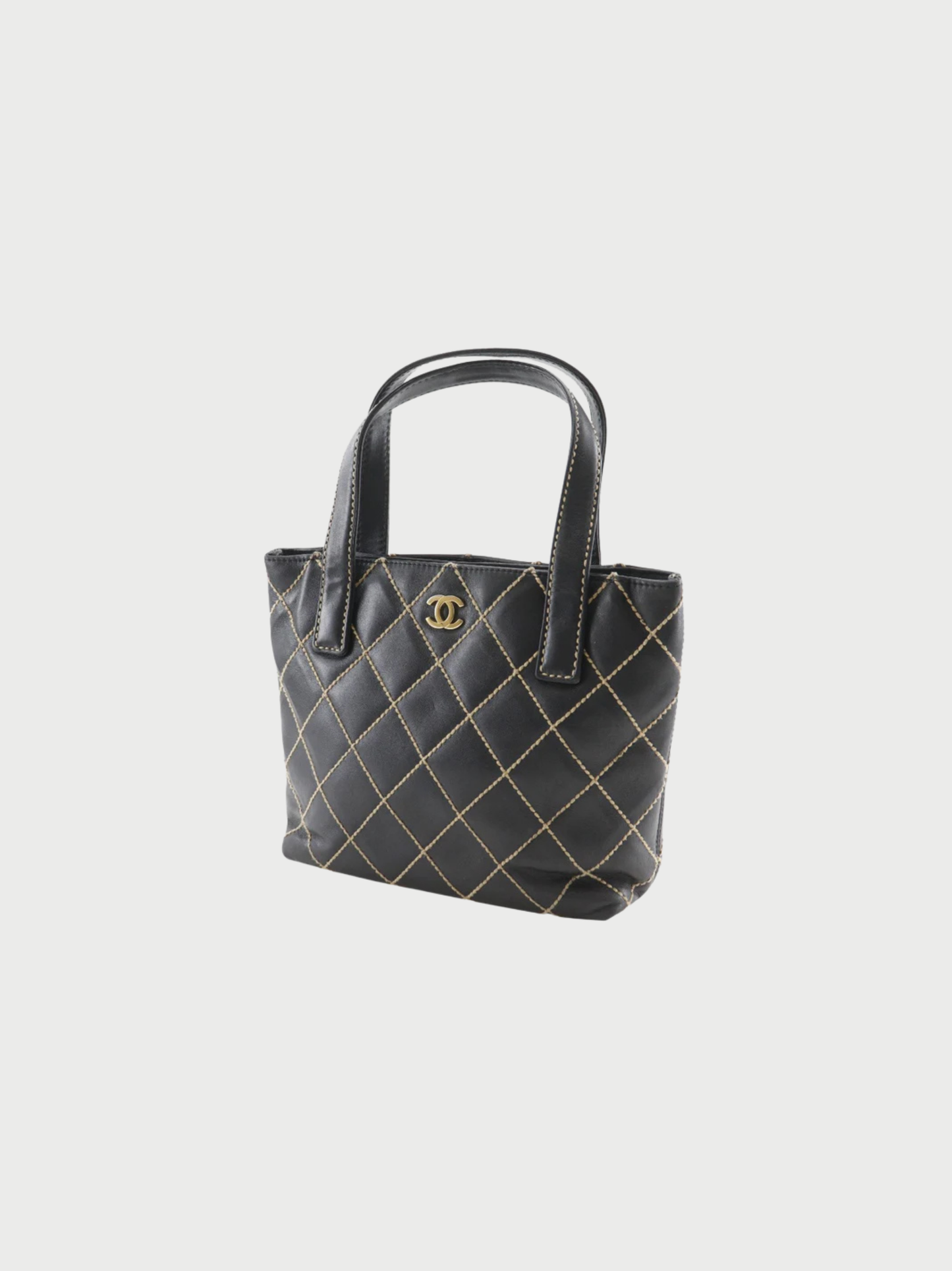Chanel 2002 Black Calfskin Wild Stitch Handbag