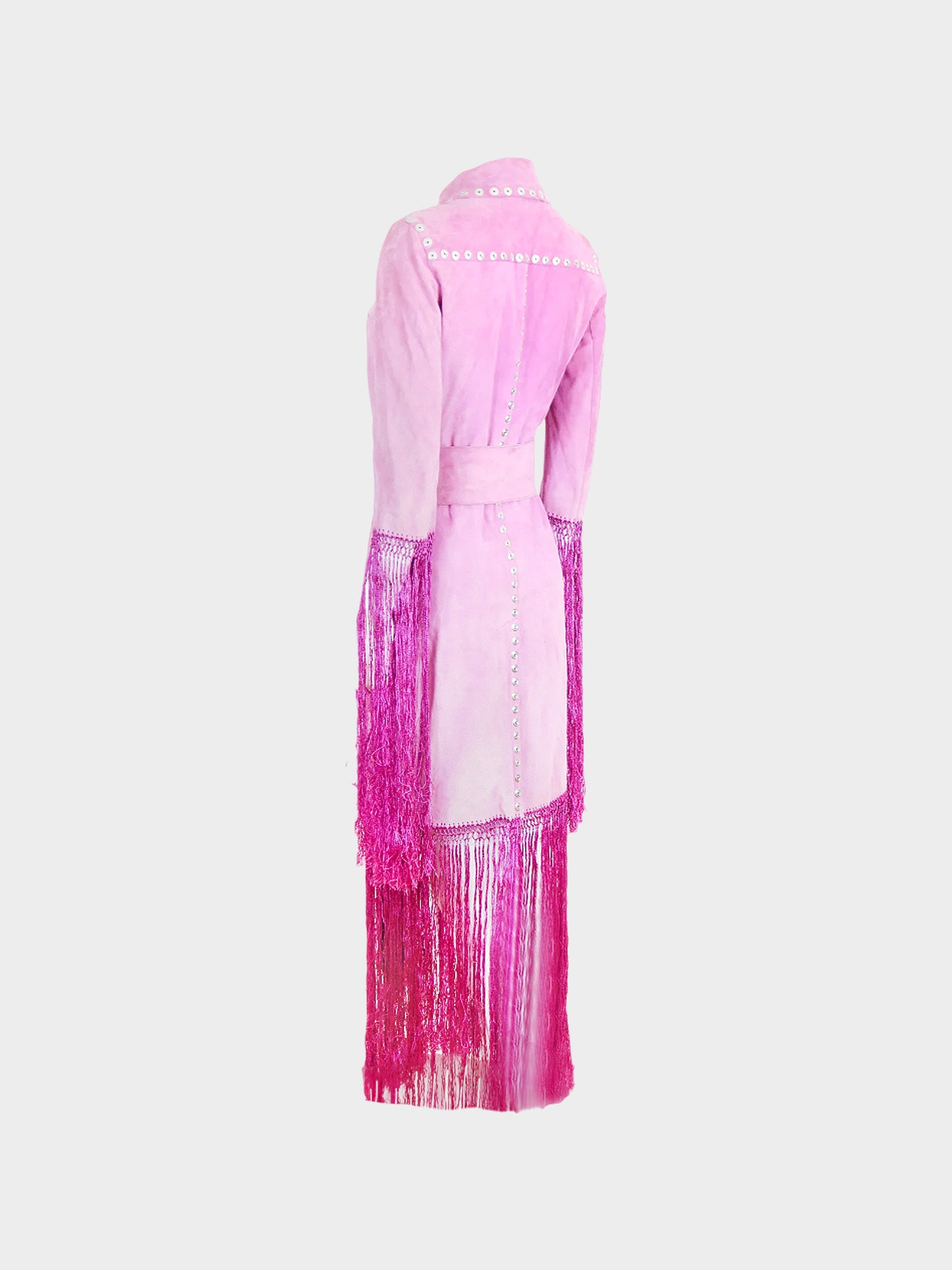 Dolce and Gabbana 2000s Rare Pink Fringe Details Maxi Jacket