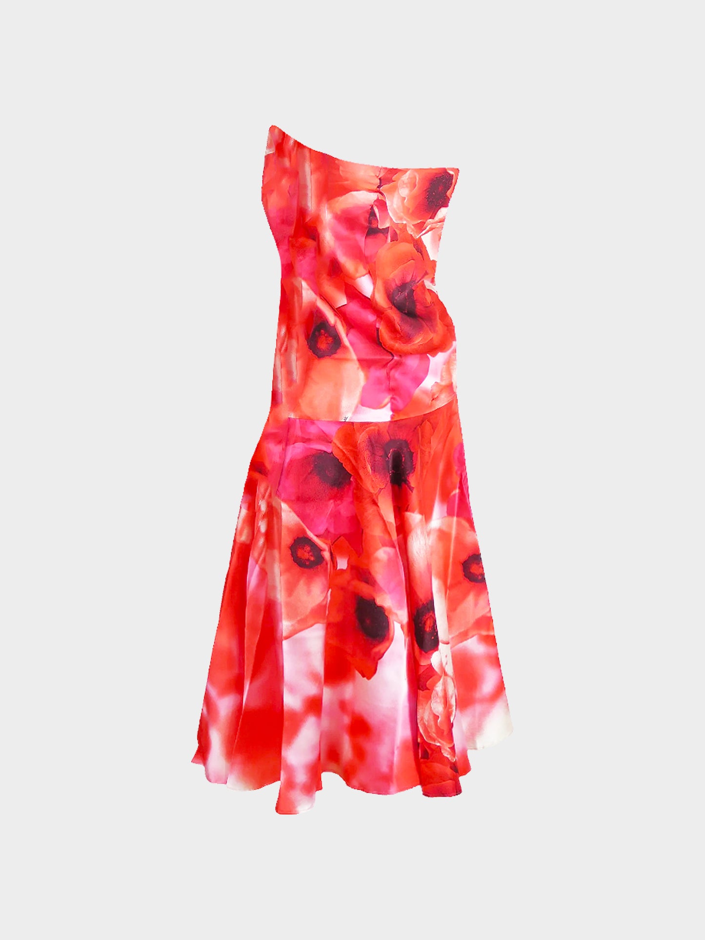 Roberto Cavalli SS 2003 Red Rose Printed Silk Maxi Dress/Skirt