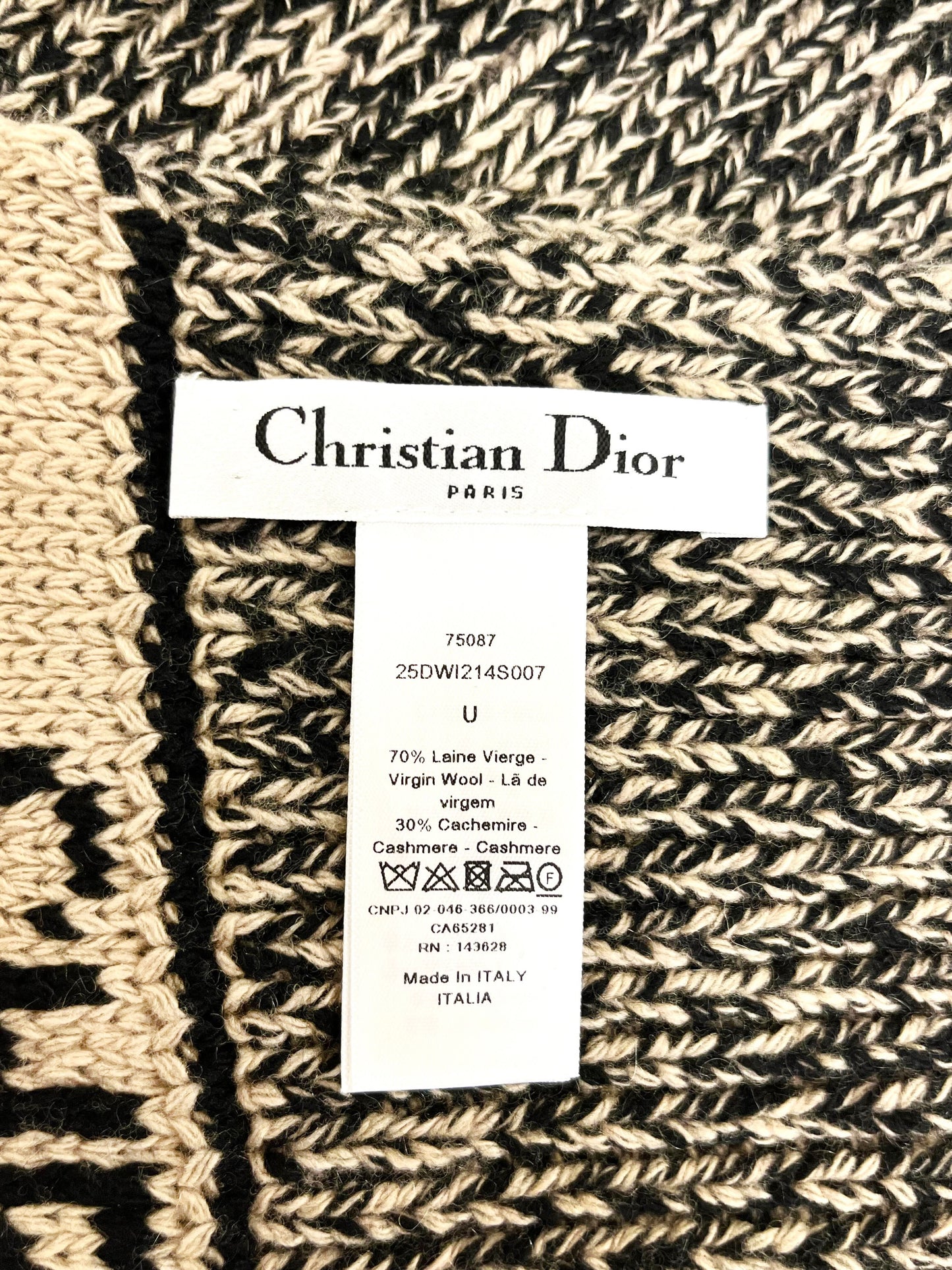 Christian Dior 2020s  Black and Beige Scarf